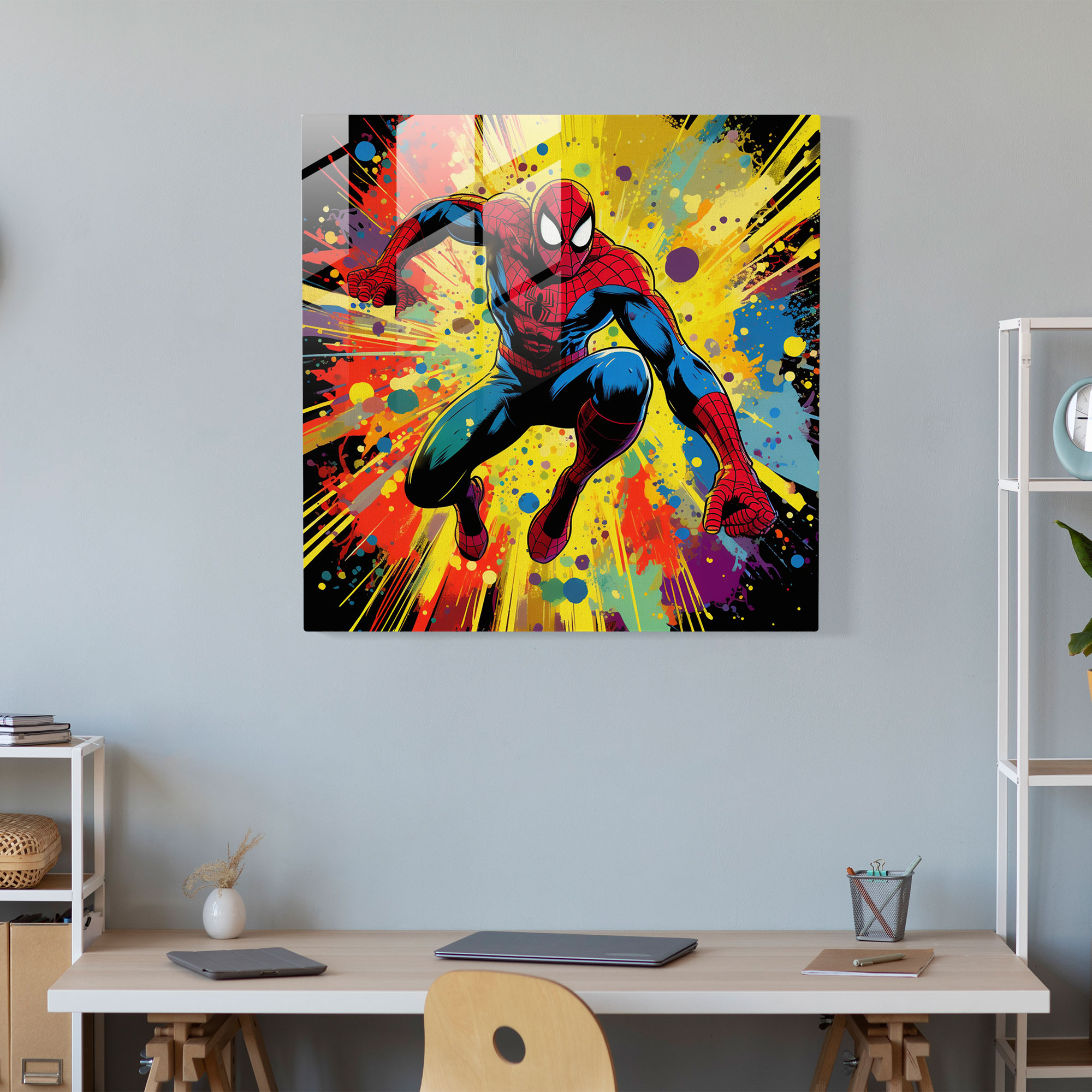 Spider-Man Pop Art Glass Print - Spider Man, Pop Art Style, Spider-Man, Glass Art