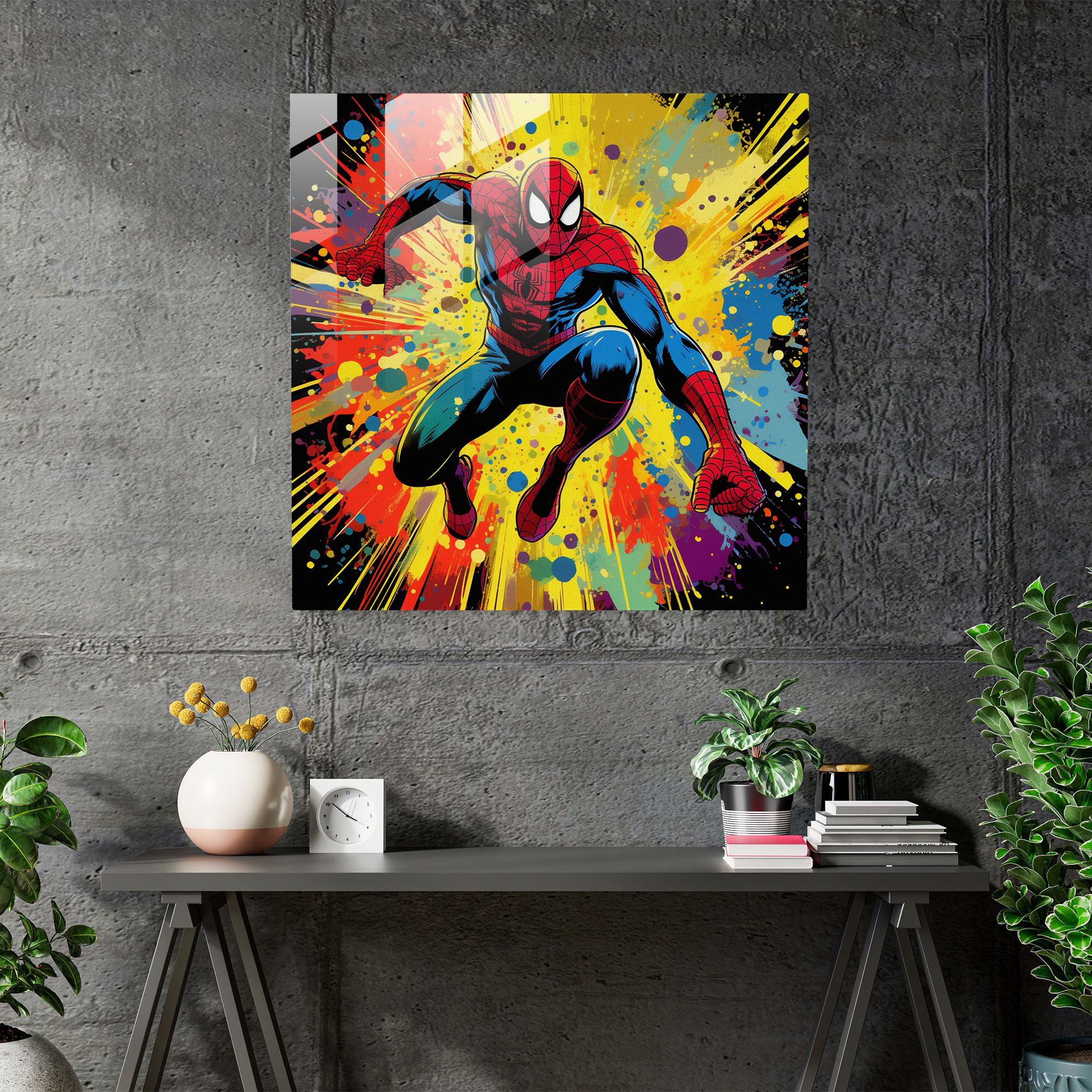 Spider-Man Pop Art Glass Print - Spider Man, Pop Art Style, Spider-Man, Glass Art