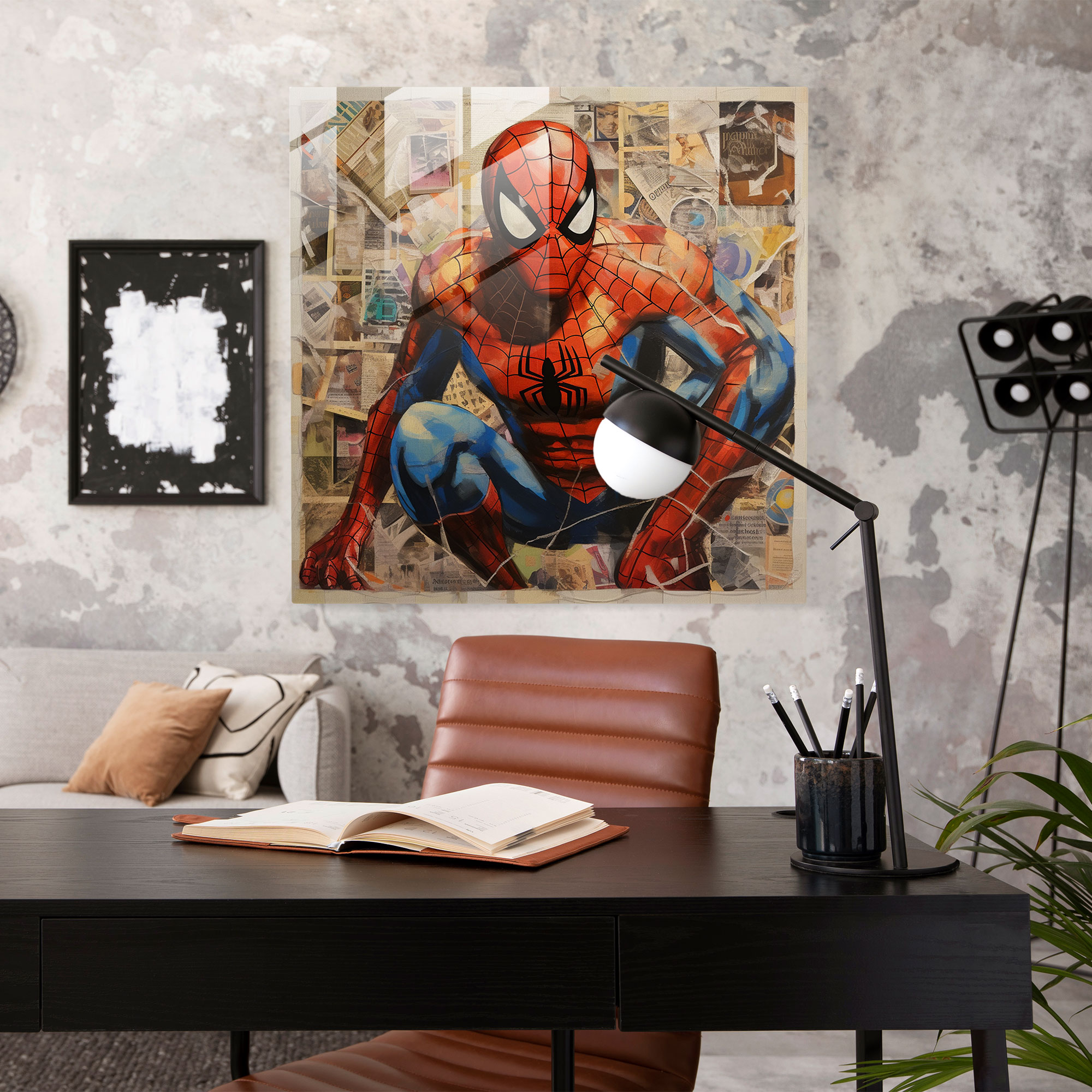 Spider-Man Comic Book Collage Glass Print - Spider Man, Spider-Man, Home Decoration, Glass Print