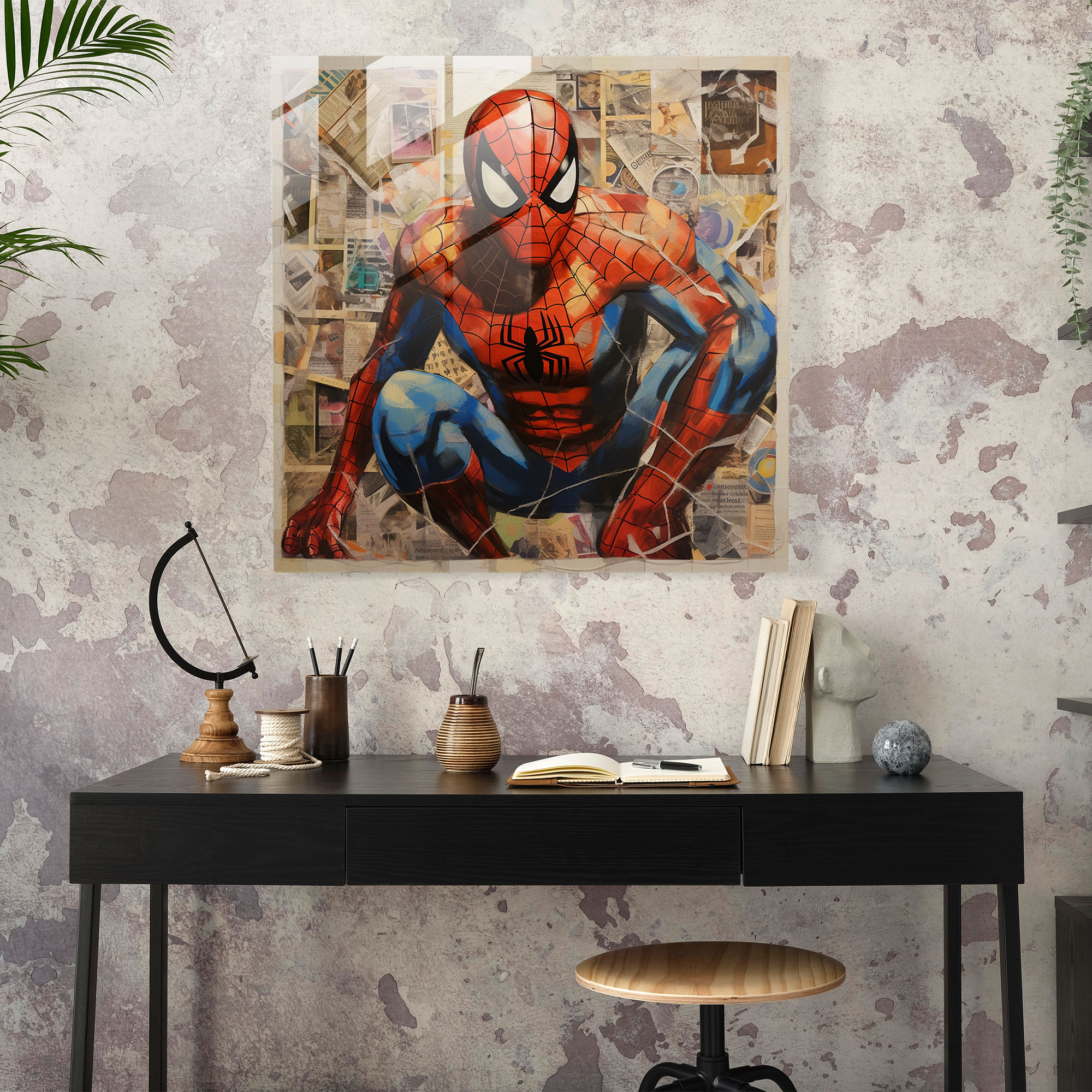 Spider-Man Comic Book Collage Glass Print - Spider Man, Spider-Man, Home Decoration, Glass Print