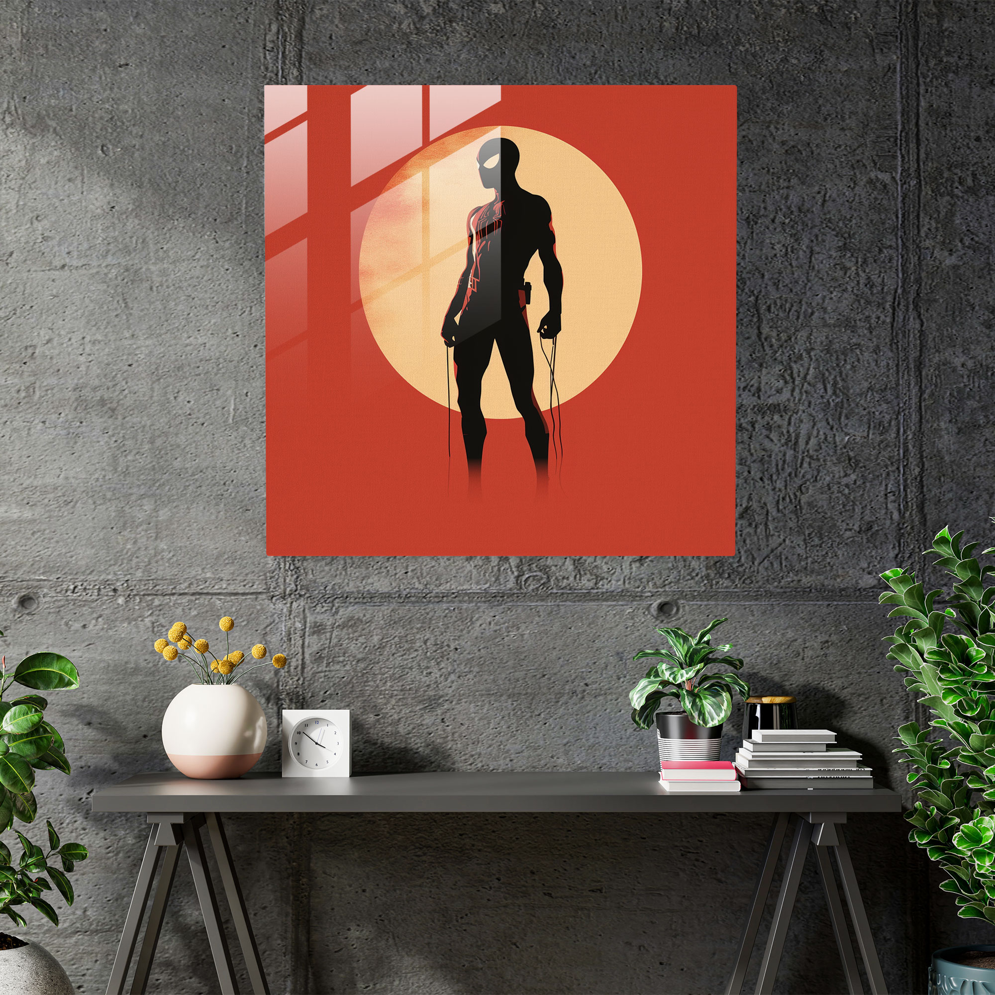 Minimalist Spider Man Glass Print - Spider Man, Modern Art, Home Decoration, Glass Art