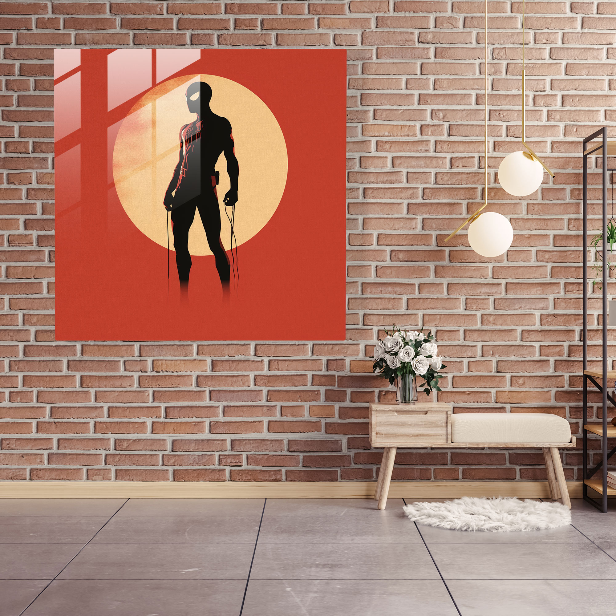 Minimalist Spider Man Glass Print - Spider Man, Modern Art, Home Decoration, Glass Art