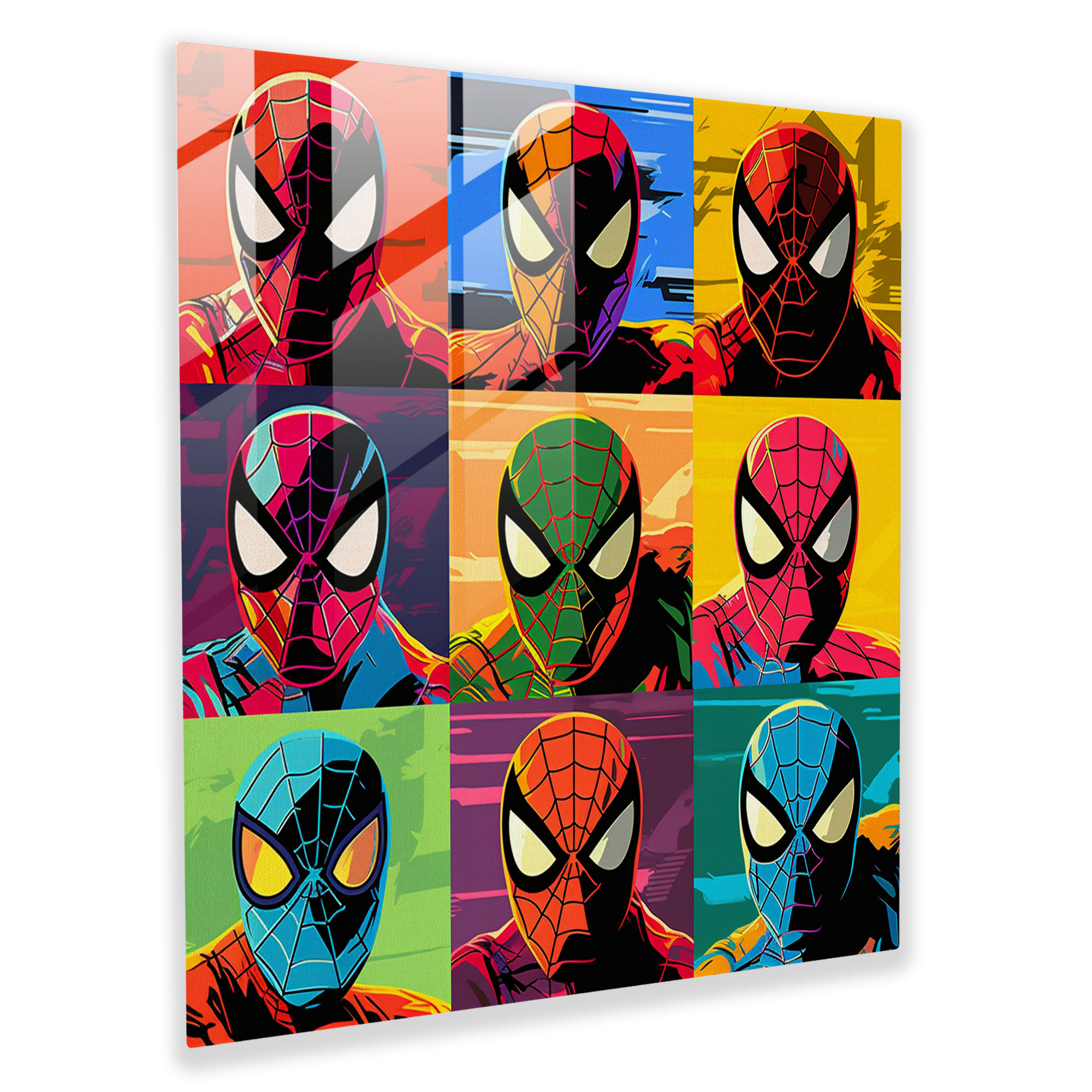 Pop Art Spider Man Glass Print - Spider Man, Colorful, Home Decoration, Glass Wall Art