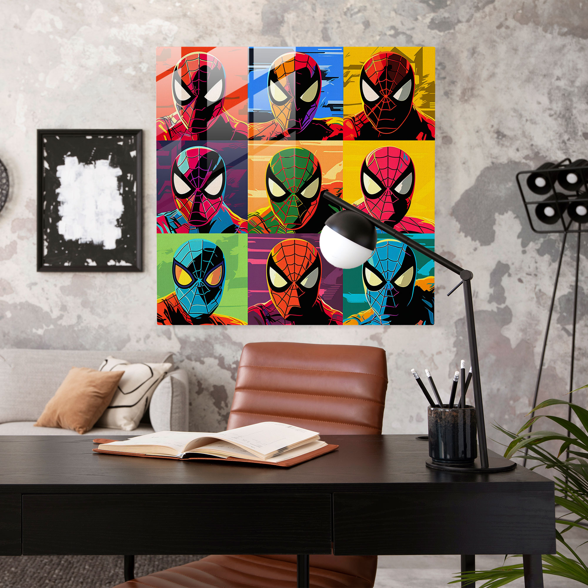Pop Art Spider Man Glass Print - Spider Man, Colorful, Home Decoration, Glass Wall Art