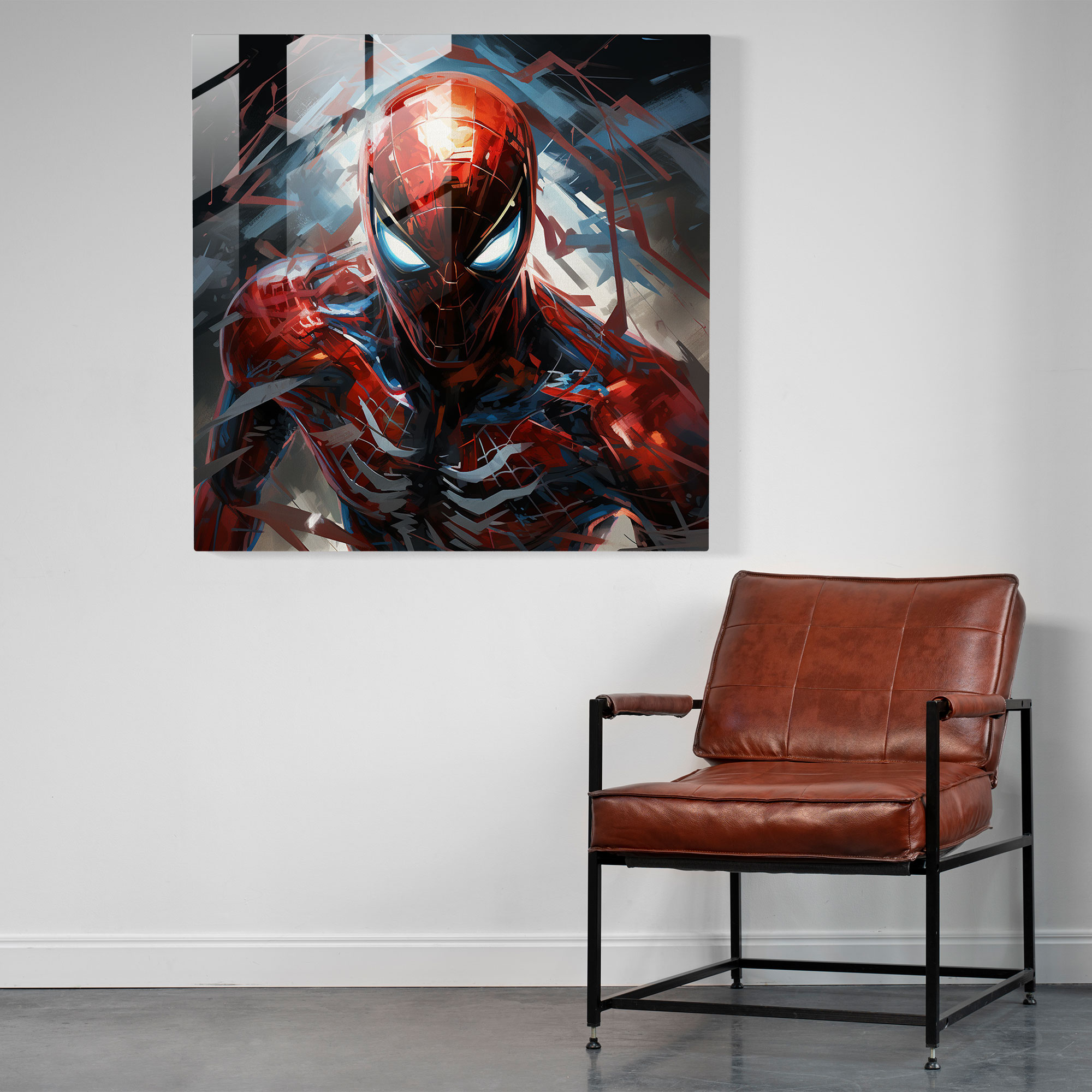 Futuristic Spider Man Glass Print - Spider Man, Modern Art, Spider Man, Glass Print