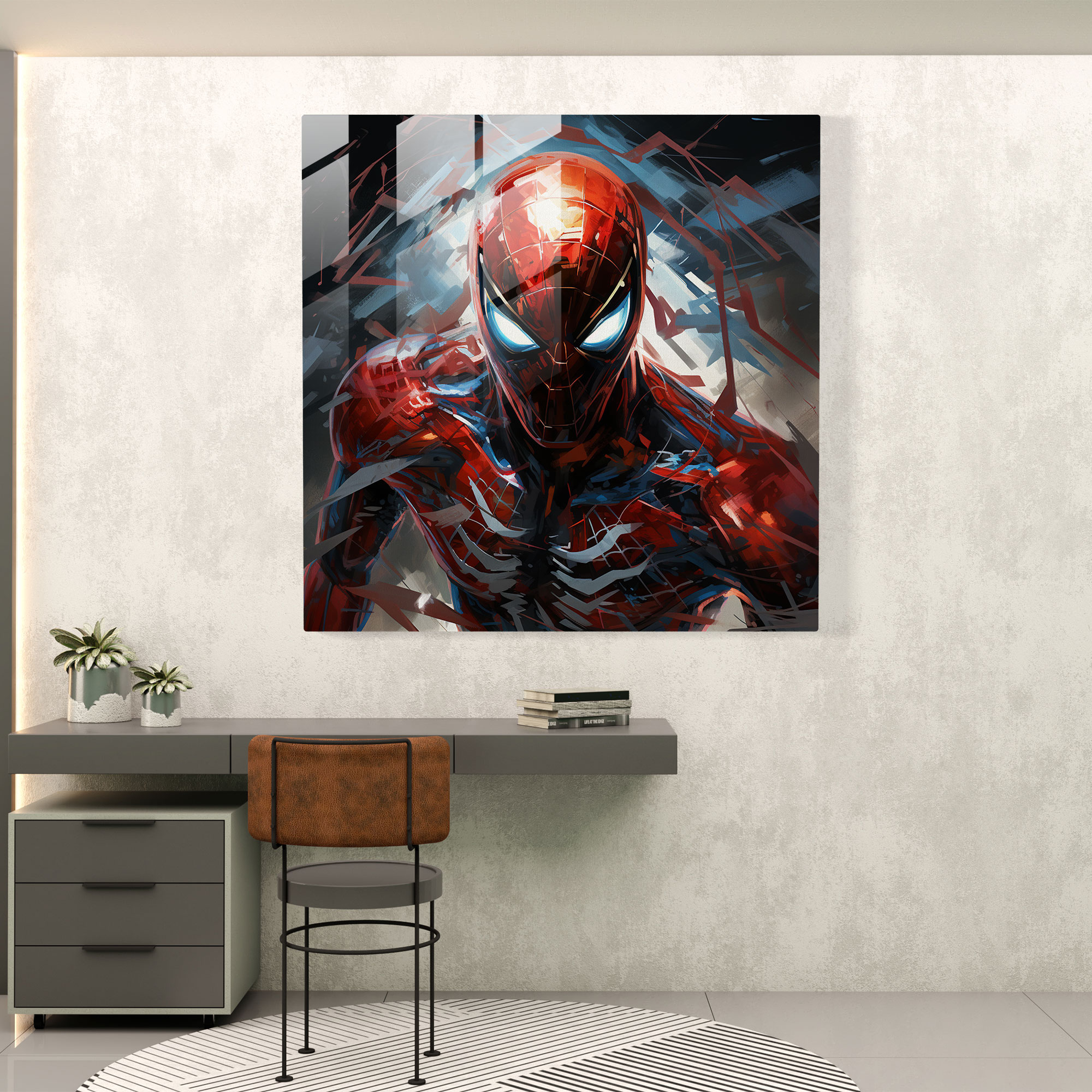 Futuristic Spider Man Glass Print - Spider Man, Modern Art, Spider Man, Glass Print