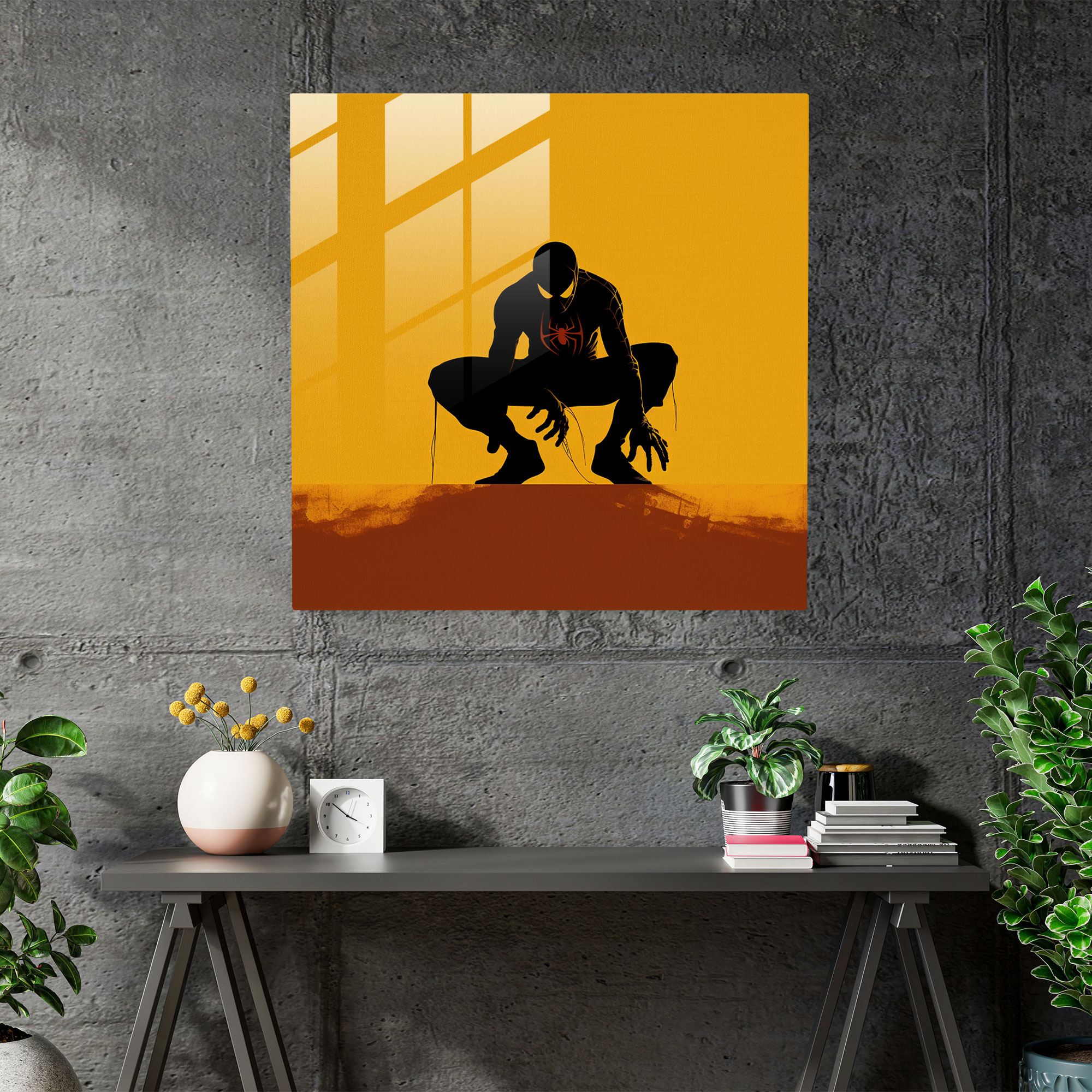 Spider-Man Silhouette Glass Print - Spider Man, Wall Decoration, Glass Art, Spider-Man