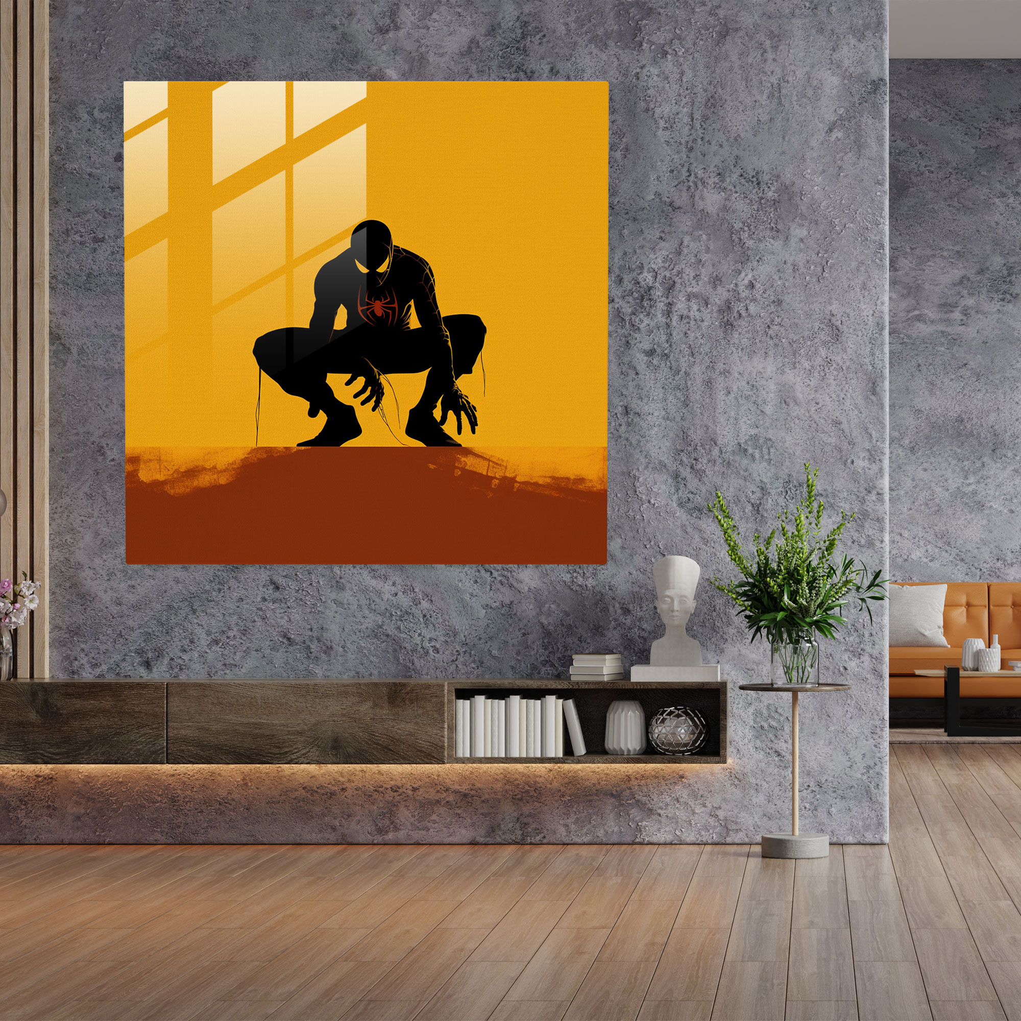 Spider-Man Silhouette Glass Print - Spider Man, Wall Decoration, Glass Art, Spider-Man