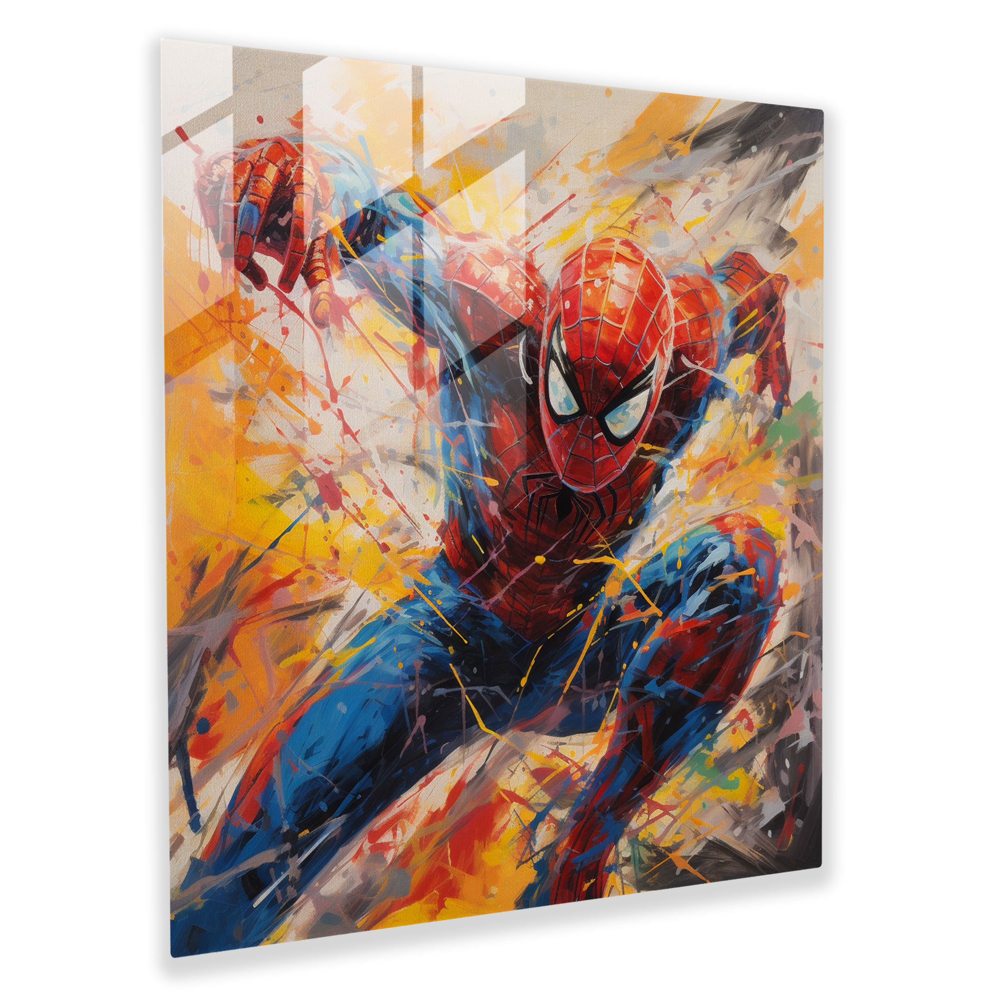 Abstract Spider-Man Glass Print - Spider Man, Modern Art, Spider-Man, Abstract Expressionist Painting