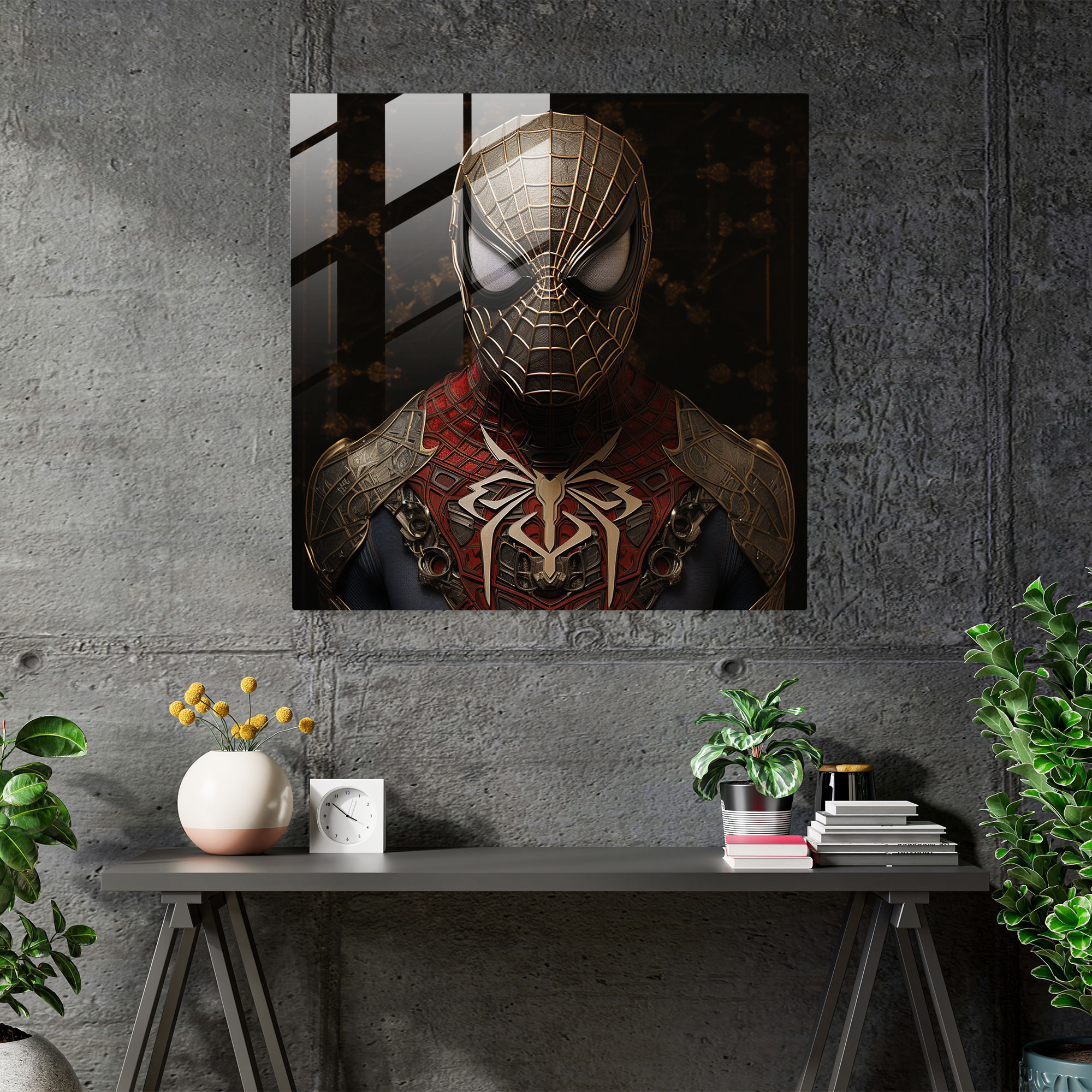 Spider-Man Portrait Glass Print - Spider Man, Home Decoration, Spider-Man, Realistic Portrait
