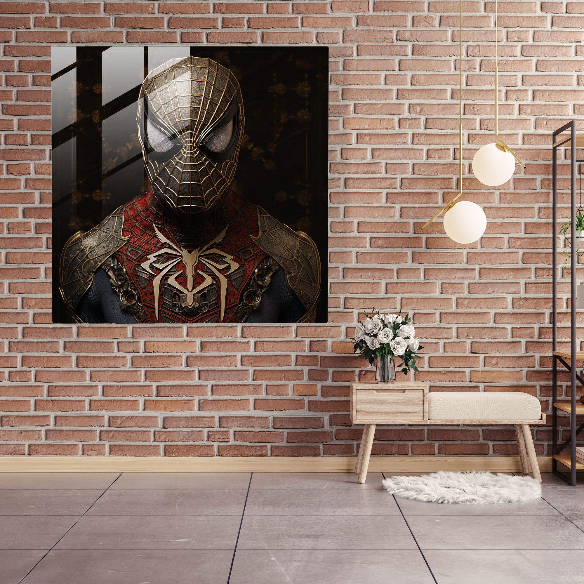 Spider-Man Portrait Glass Print - Spider Man, Home Decoration, Spider-Man, Realistic Portrait