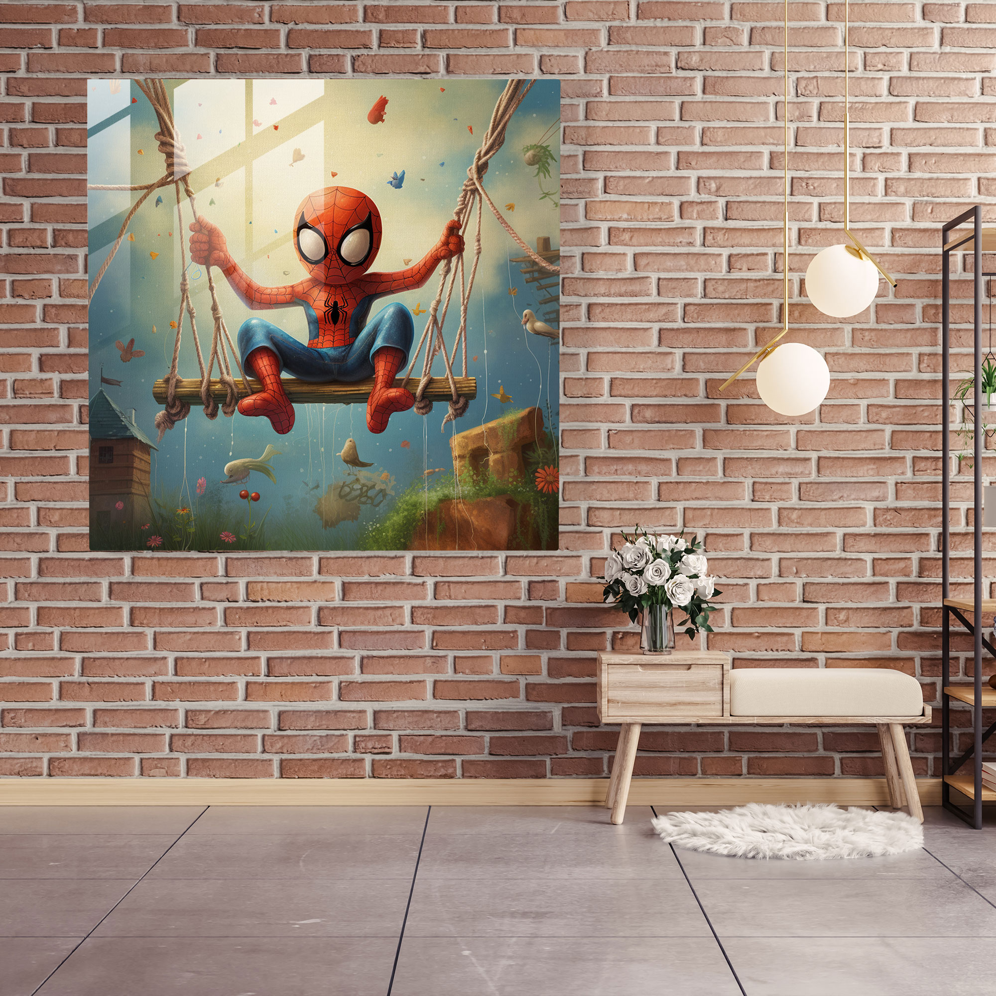 Spider-Man Whimsy Glass Print - Spider Man, Glass Print, Glass Art, Spider-Man