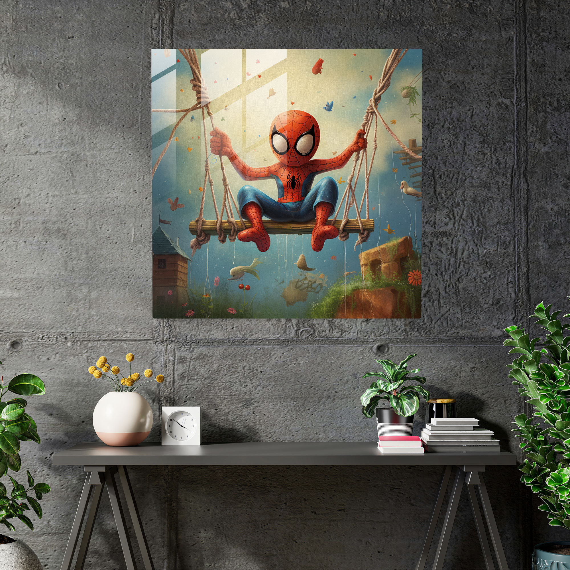 Spider-Man Whimsy Glass Print - Spider Man, Glass Print, Glass Art, Spider-Man