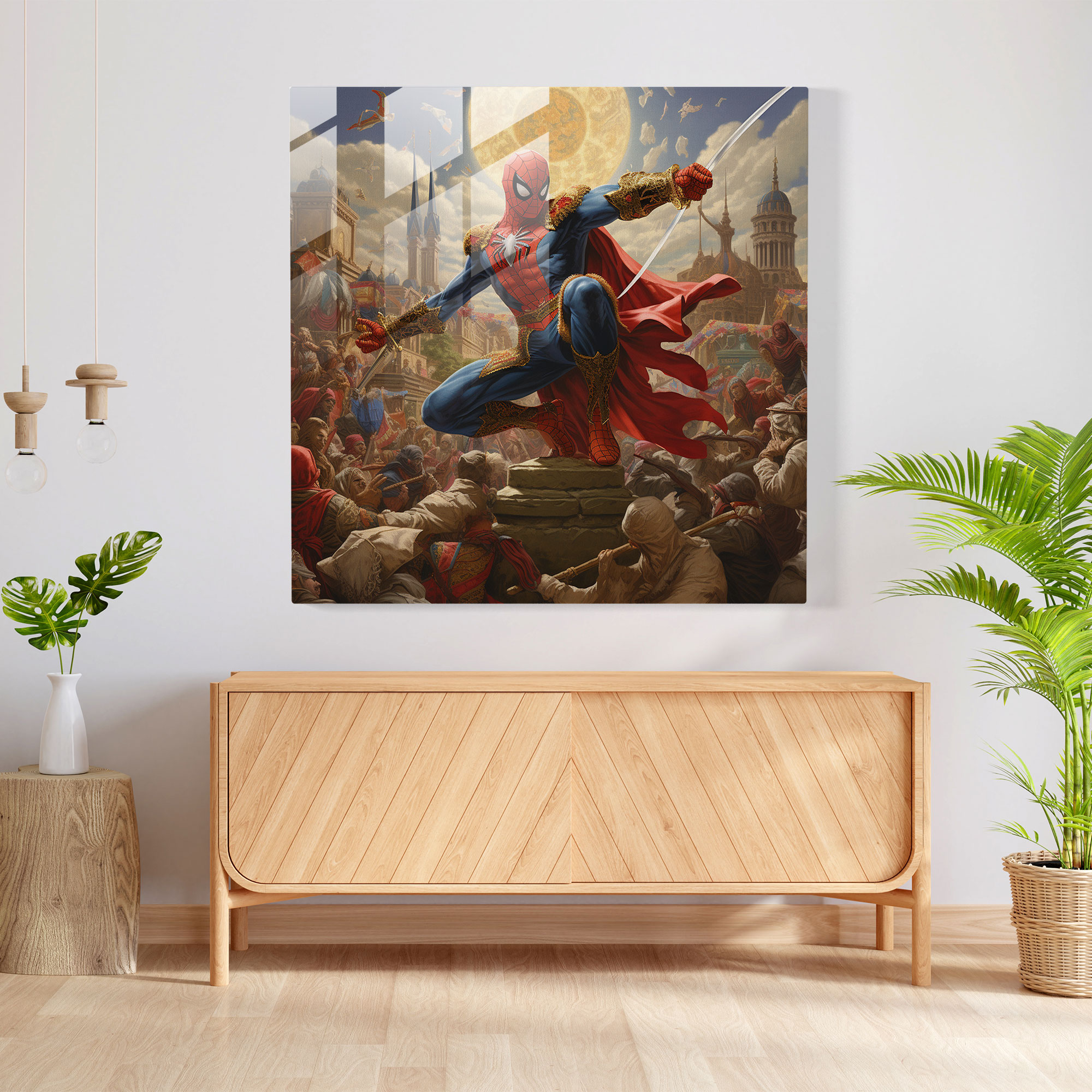 Spider-Man Cultural Tribute Glass Print - Spider Man, Spider-Man, Modern Art, Glass Art