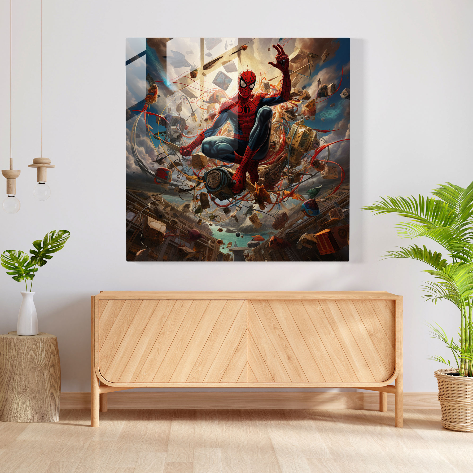 Spider-Man Dreamscape Glass Print - Spider Man, Glass Print, Home Decoration, Glass Wall Art