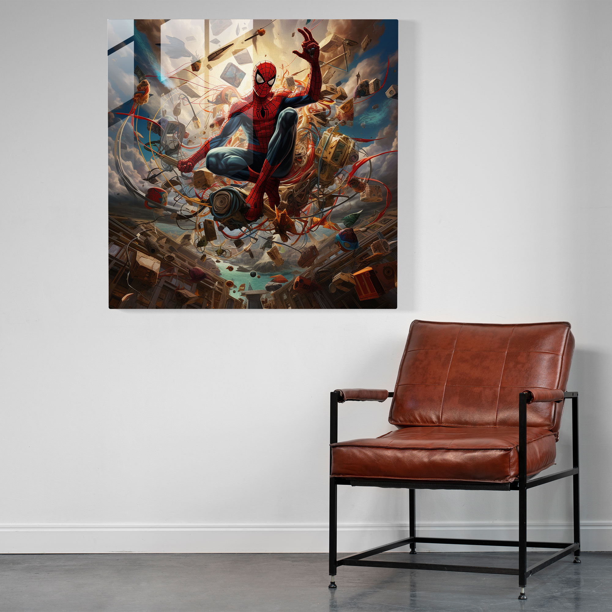 Spider-Man Dreamscape Glass Print - Spider Man, Glass Print, Home Decoration, Glass Wall Art