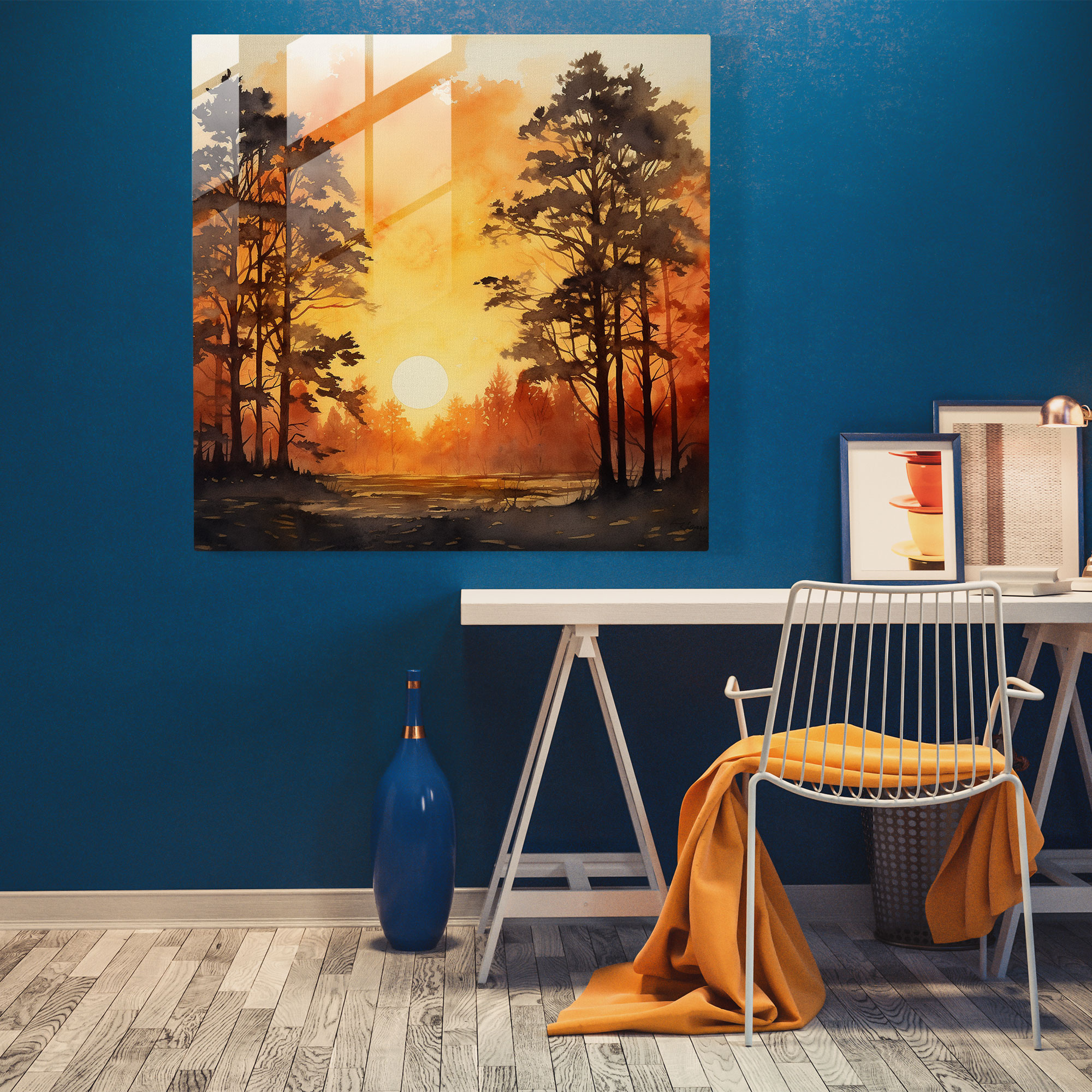 Altın Şafak Cam Tablo - Şafak Ev Dekorasyonu Modern Sanat