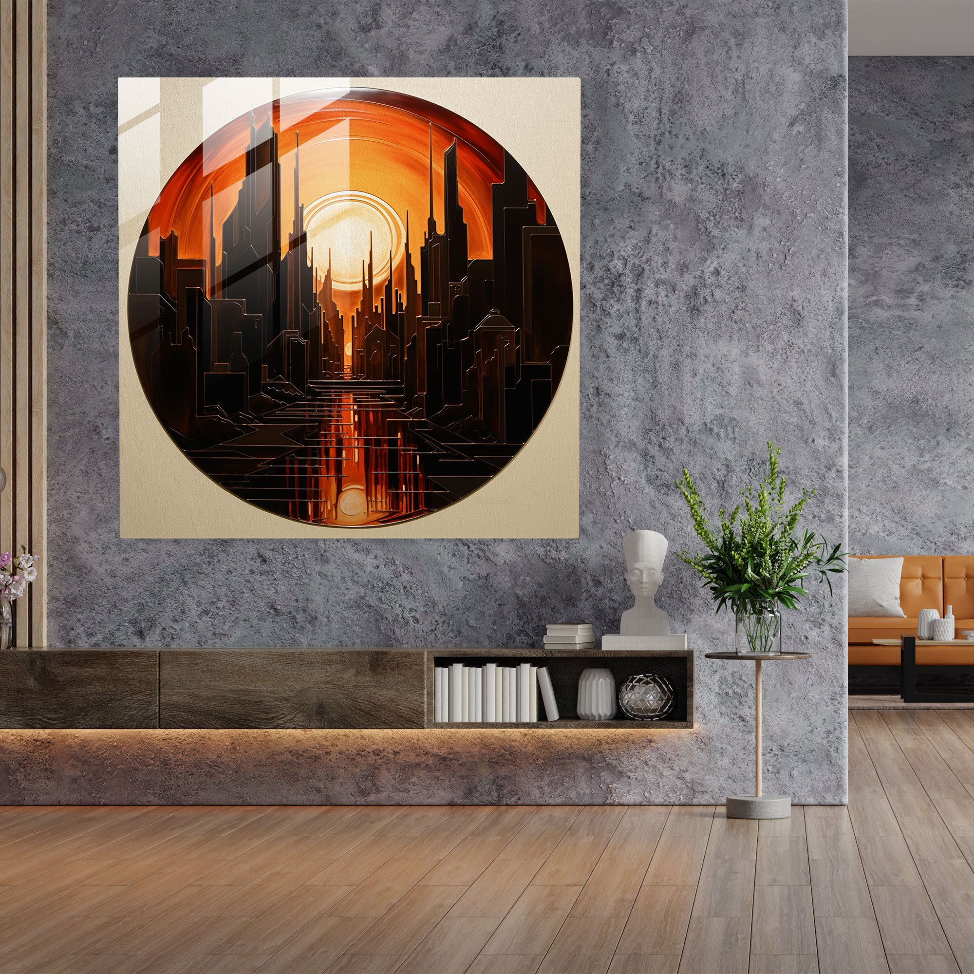 Sunrise Glass Print - Art Deco Inspired - Sunrise, Home Decoration, Glass Print, Modern Art