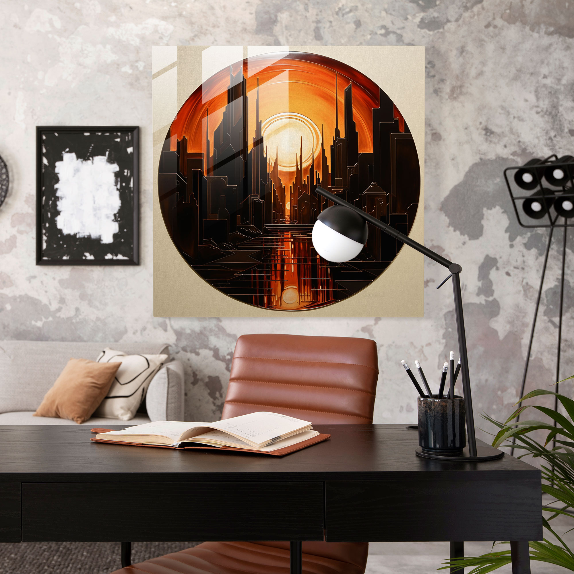 Sunrise Glass Print - Art Deco Inspired - Sunrise, Home Decoration, Glass Print, Modern Art