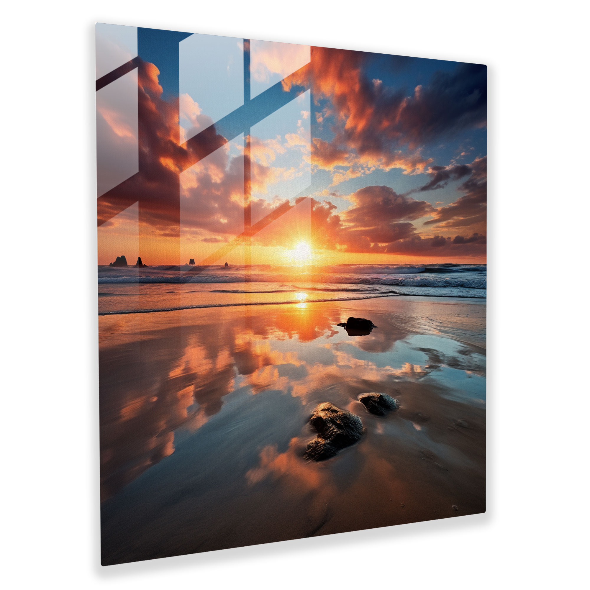 Tranquil Ocean Sunrise Glass Print - Sunrise, Sunrise, Ocean, Serenity