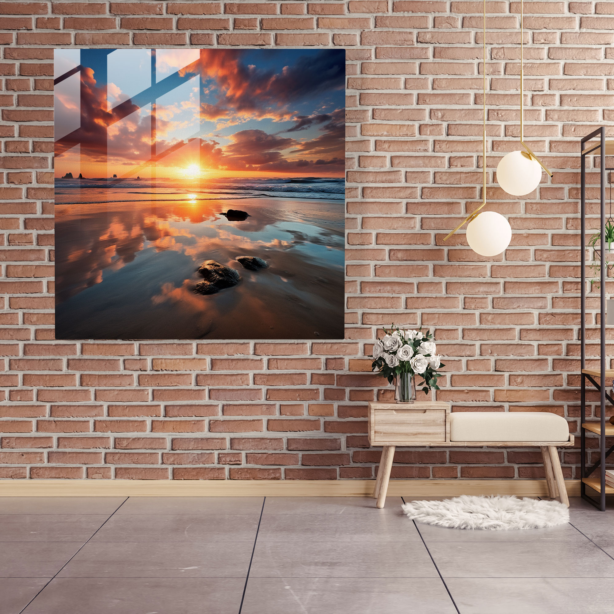 Tranquil Ocean Sunrise Glass Print - Sunrise, Sunrise, Ocean, Serenity
