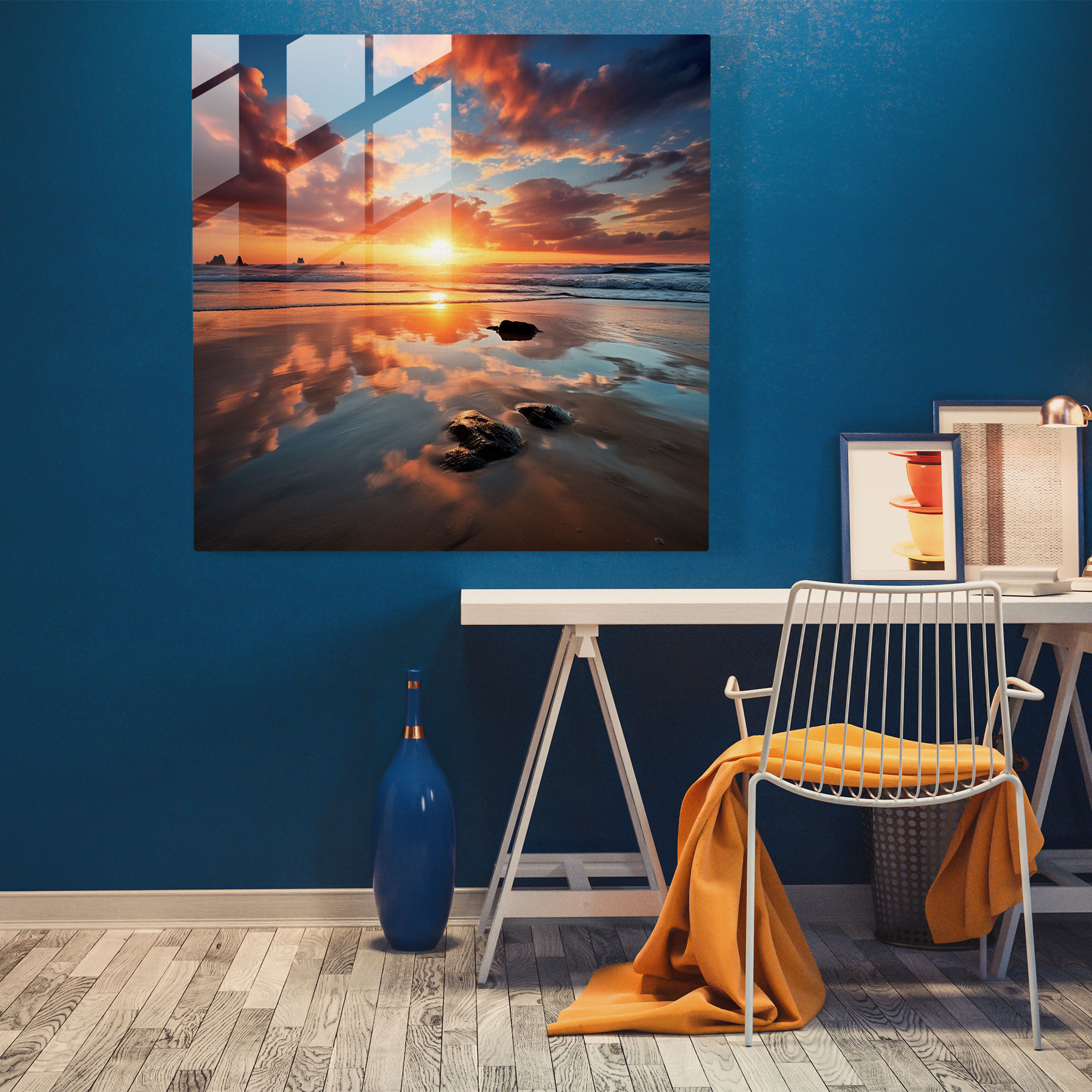 Tranquil Ocean Sunrise Glass Print - Sunrise, Sunrise, Ocean, Serenity