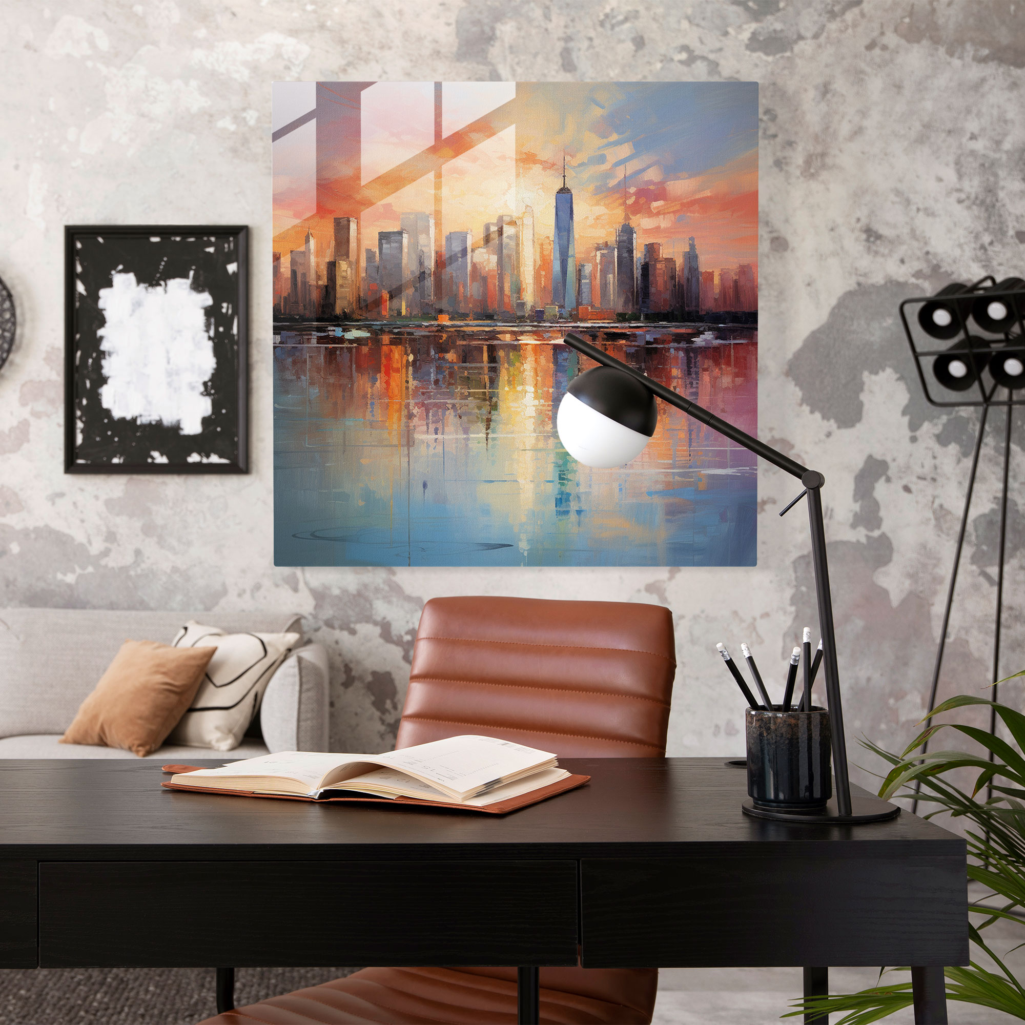 Vibrant City Sunrise Glass Print - Sunrise, Glass Art, Home Decoration, Reflections