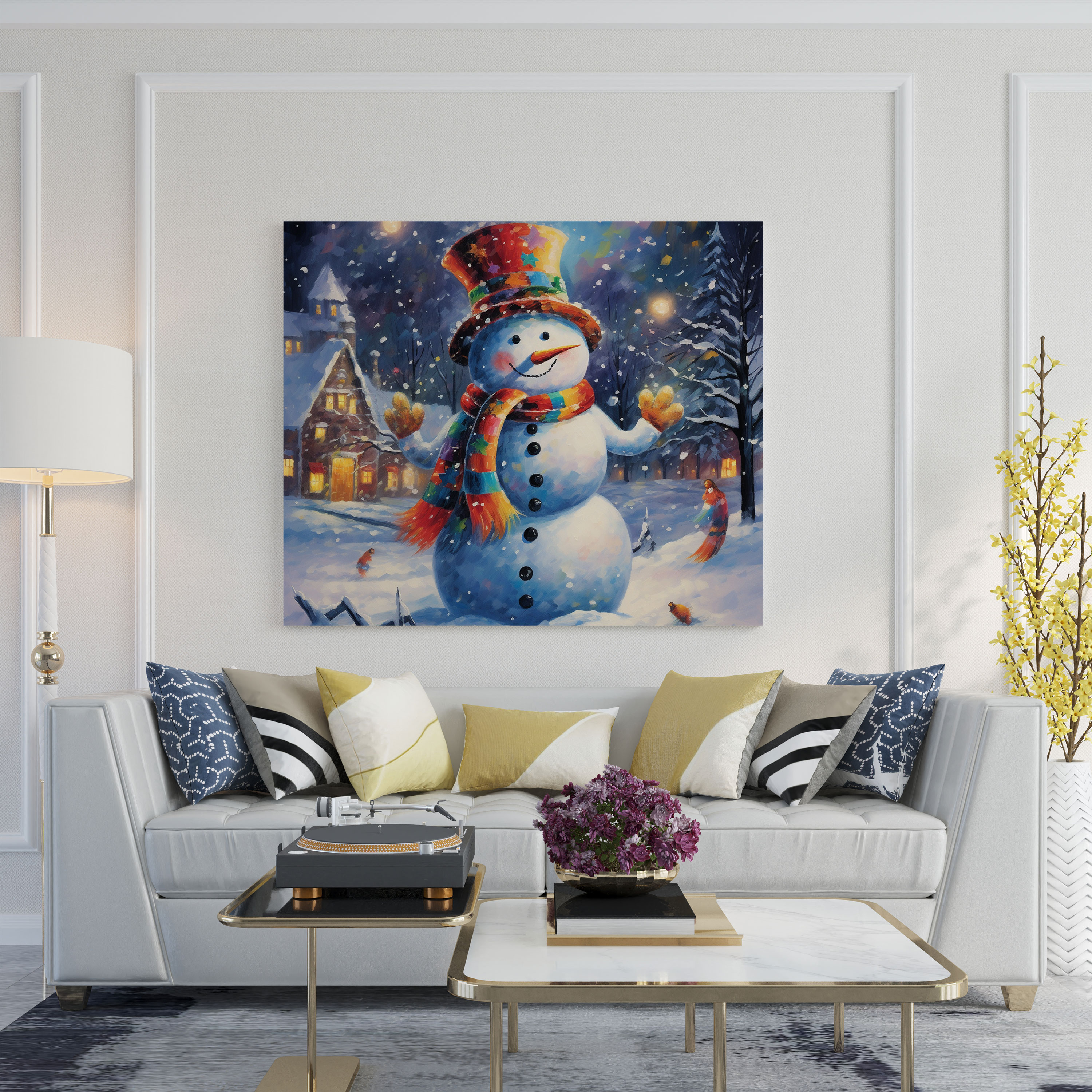 Winter Wonderland Snowman Canvas Print - Snowman, Playful, Canvas Print, Wall Decoration