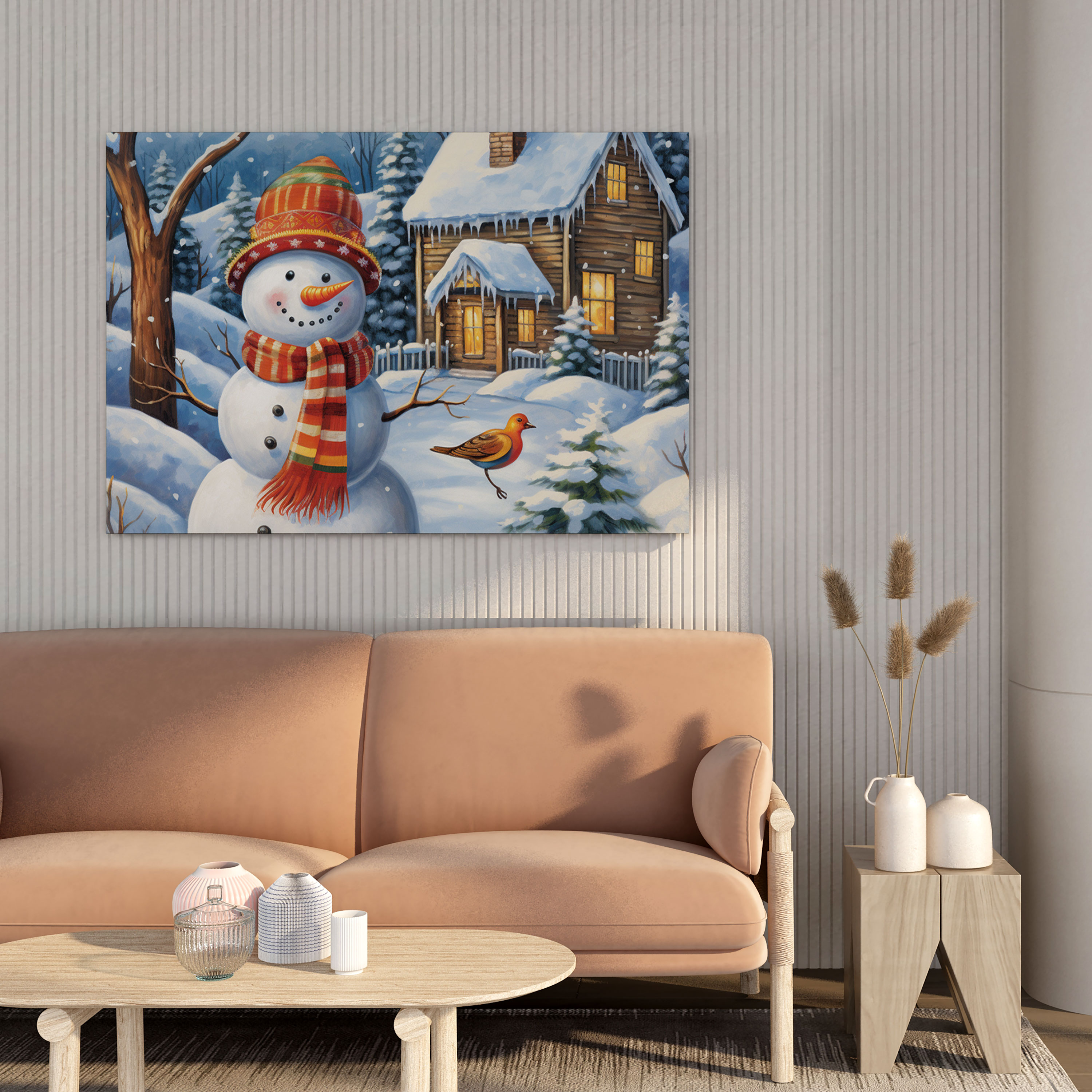 Cheery Snowman Canvas Print - Snowman, Winter, Canvas Wall Art, Canvas