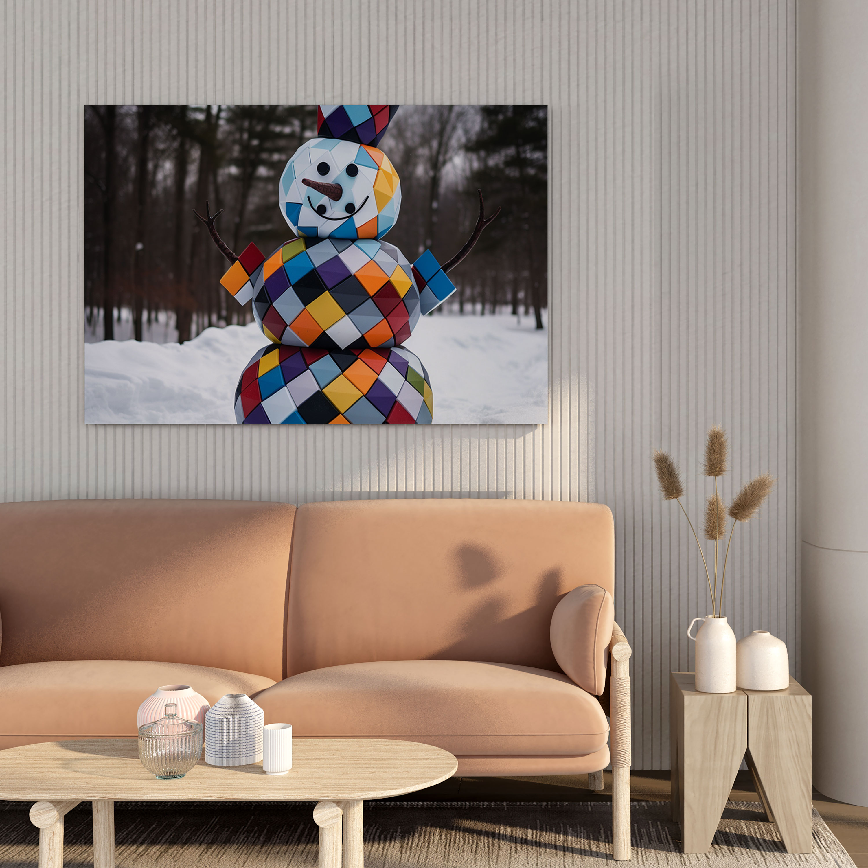 Geometric Snowman Wall Art - Snowman, Geometric, Canvas Print, Snowman