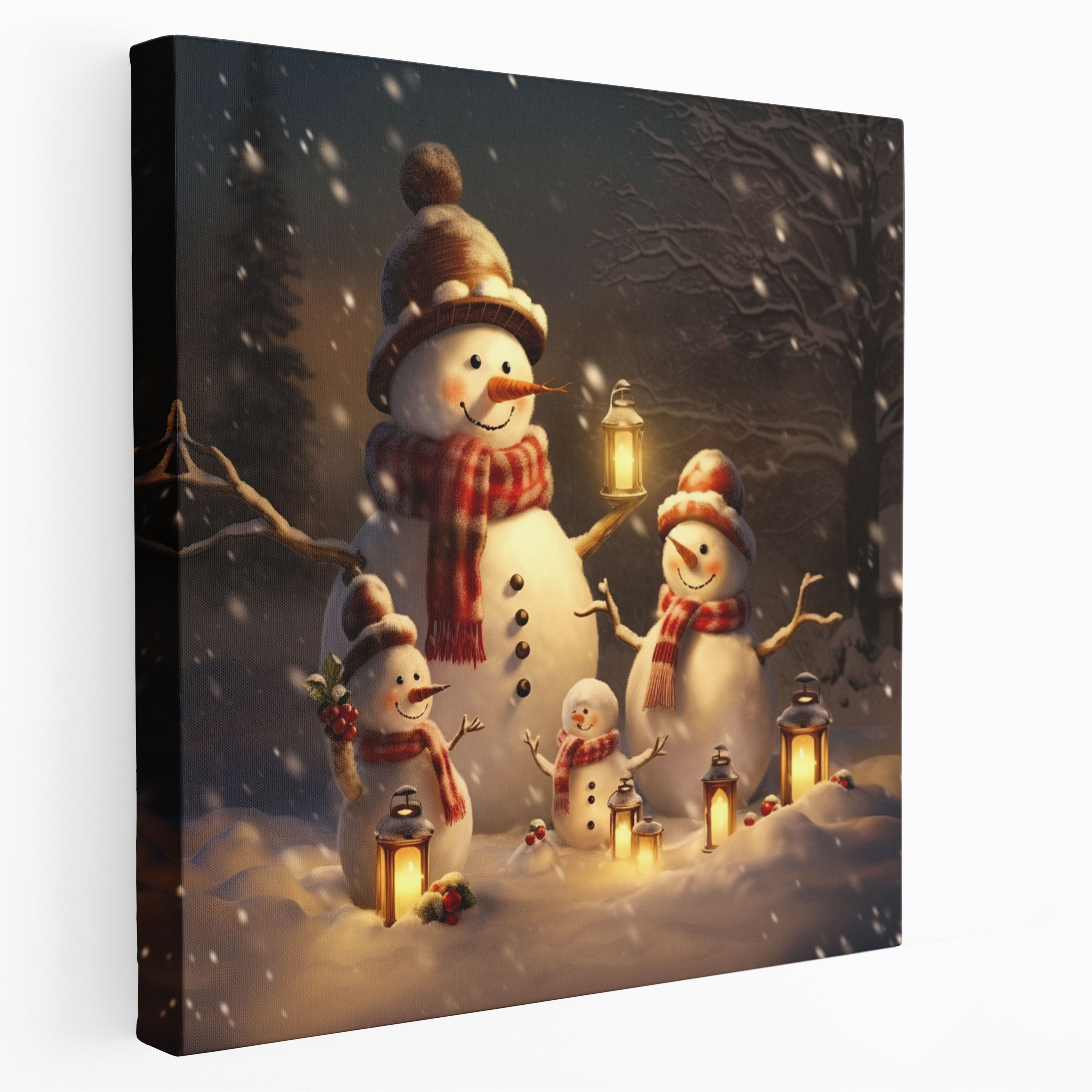 Snowman Family Canvas Print - Snowman, Family, Canvas Wall Art, Wall Decoration