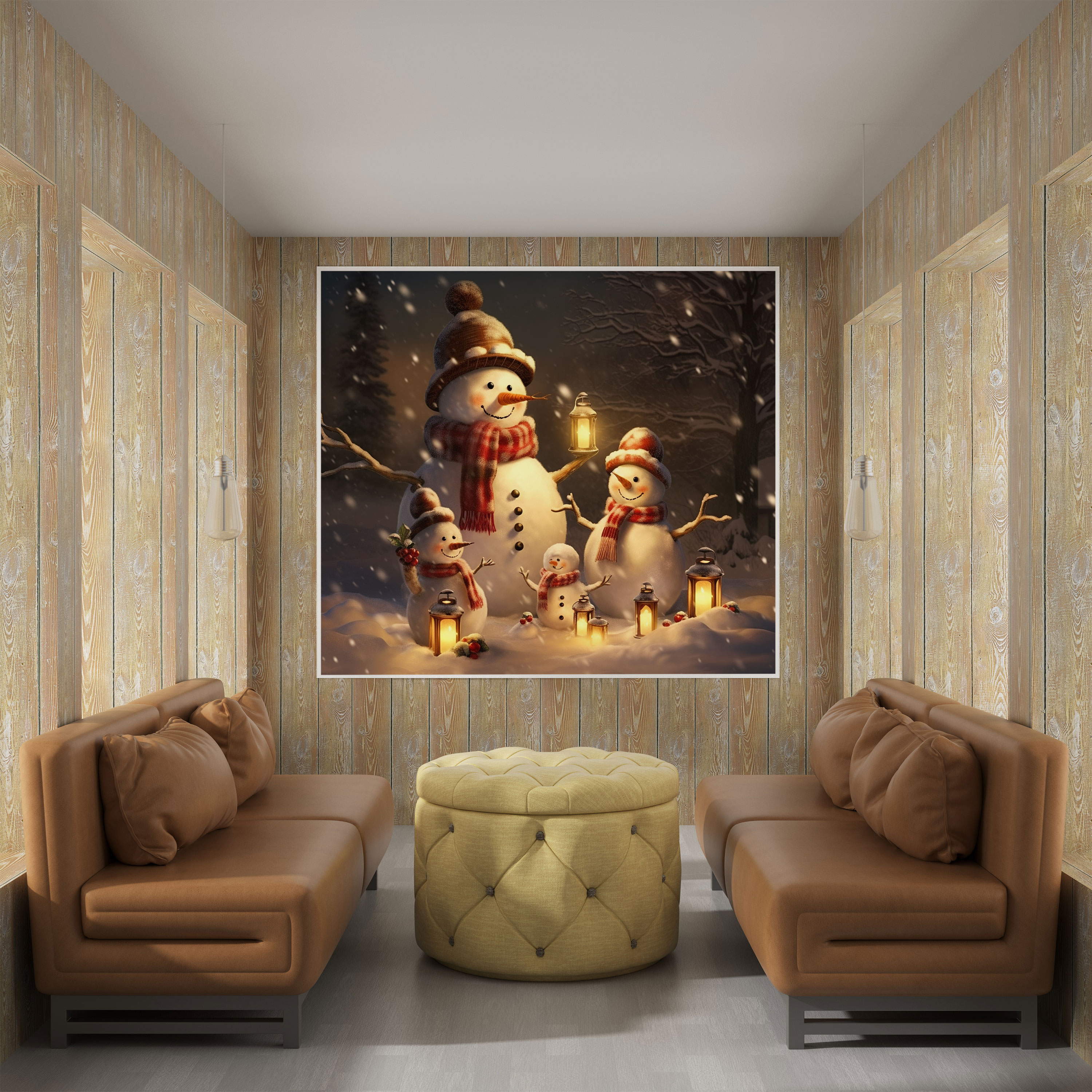Snowman Family Canvas Print - Snowman, Family, Canvas Wall Art, Wall Decoration