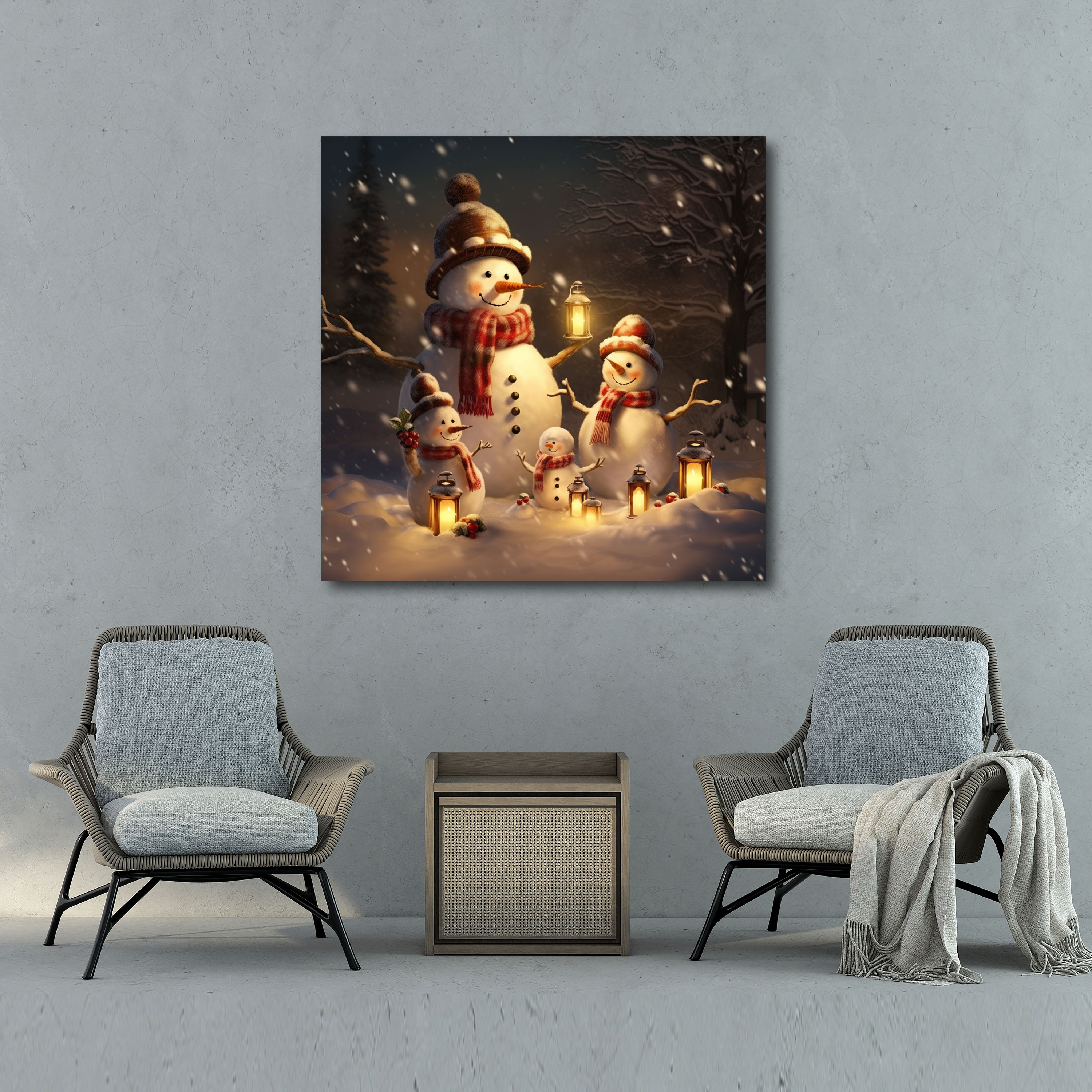 Snowman Family Canvas Print - Snowman, Family, Canvas Wall Art, Wall Decoration