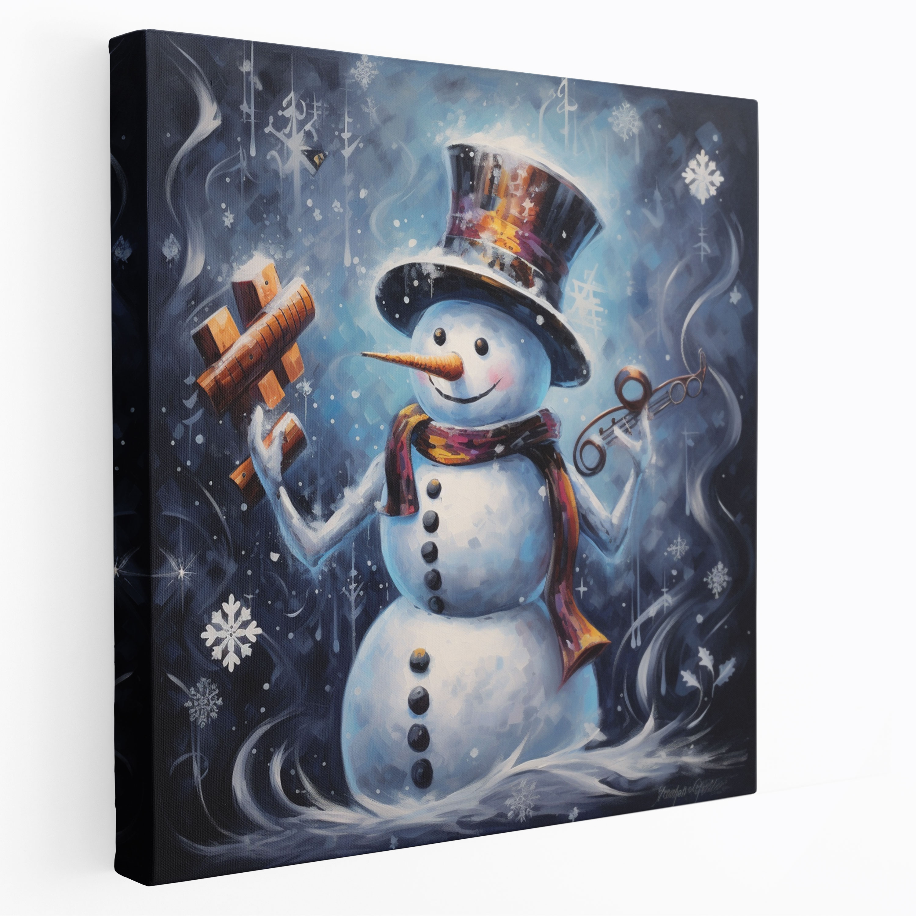 Musical Snowman Wall Art - Snowman, Wall Decoration, Canvas Wall Art, Playful