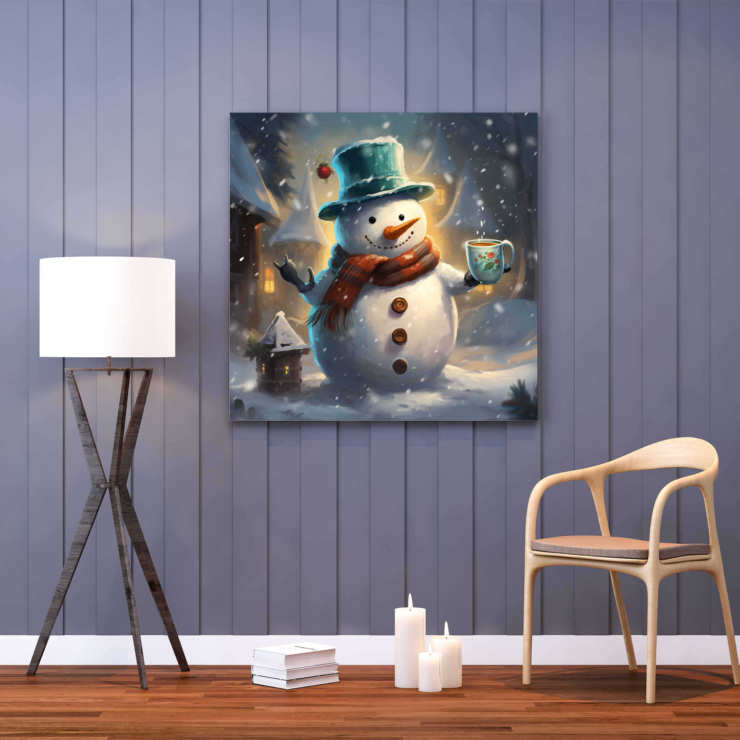Cozy Snowman Wall Art - Snowman, Canvas Wall Art, Cozy, Jolly