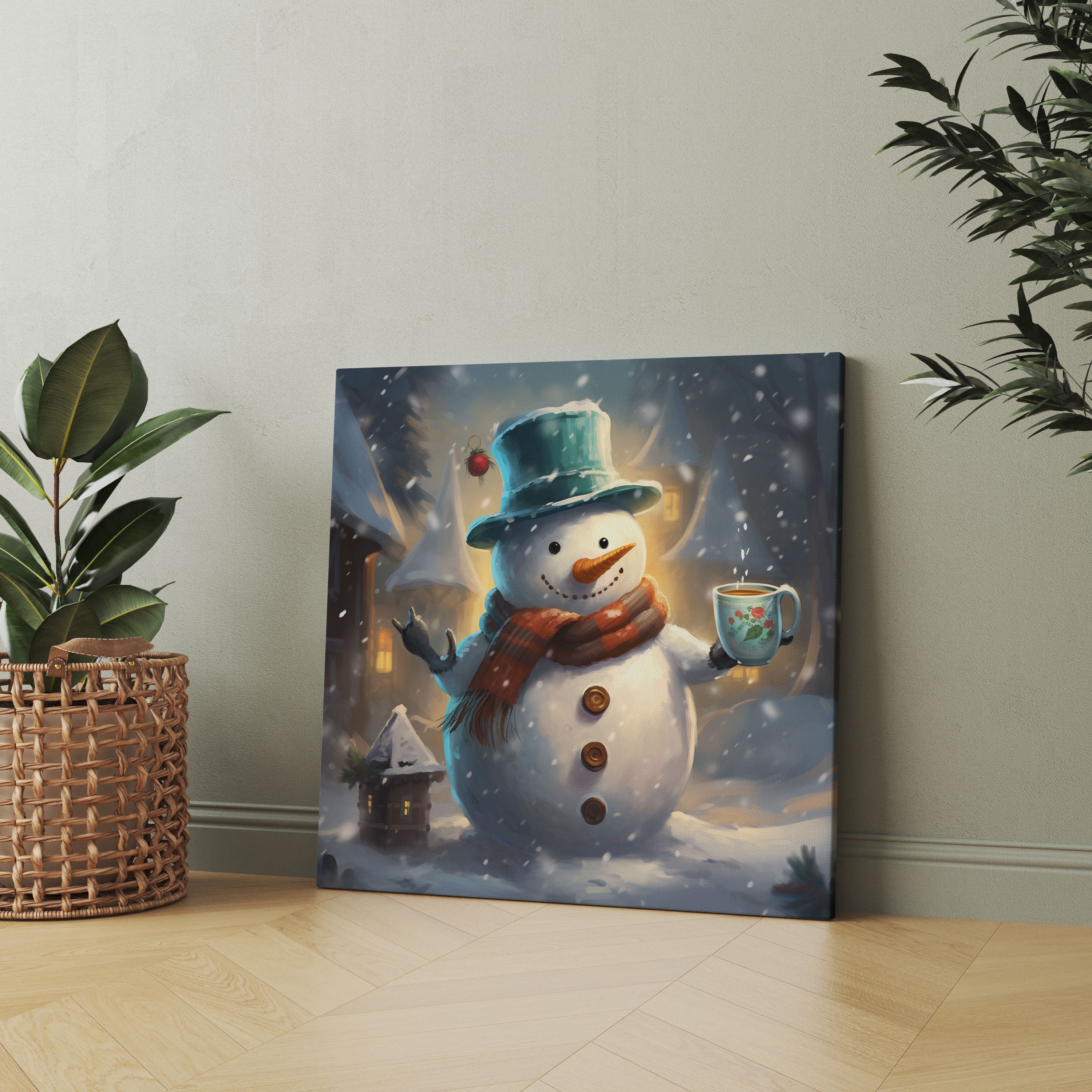 Cozy Snowman Wall Art - Snowman, Canvas Wall Art, Cozy, Jolly