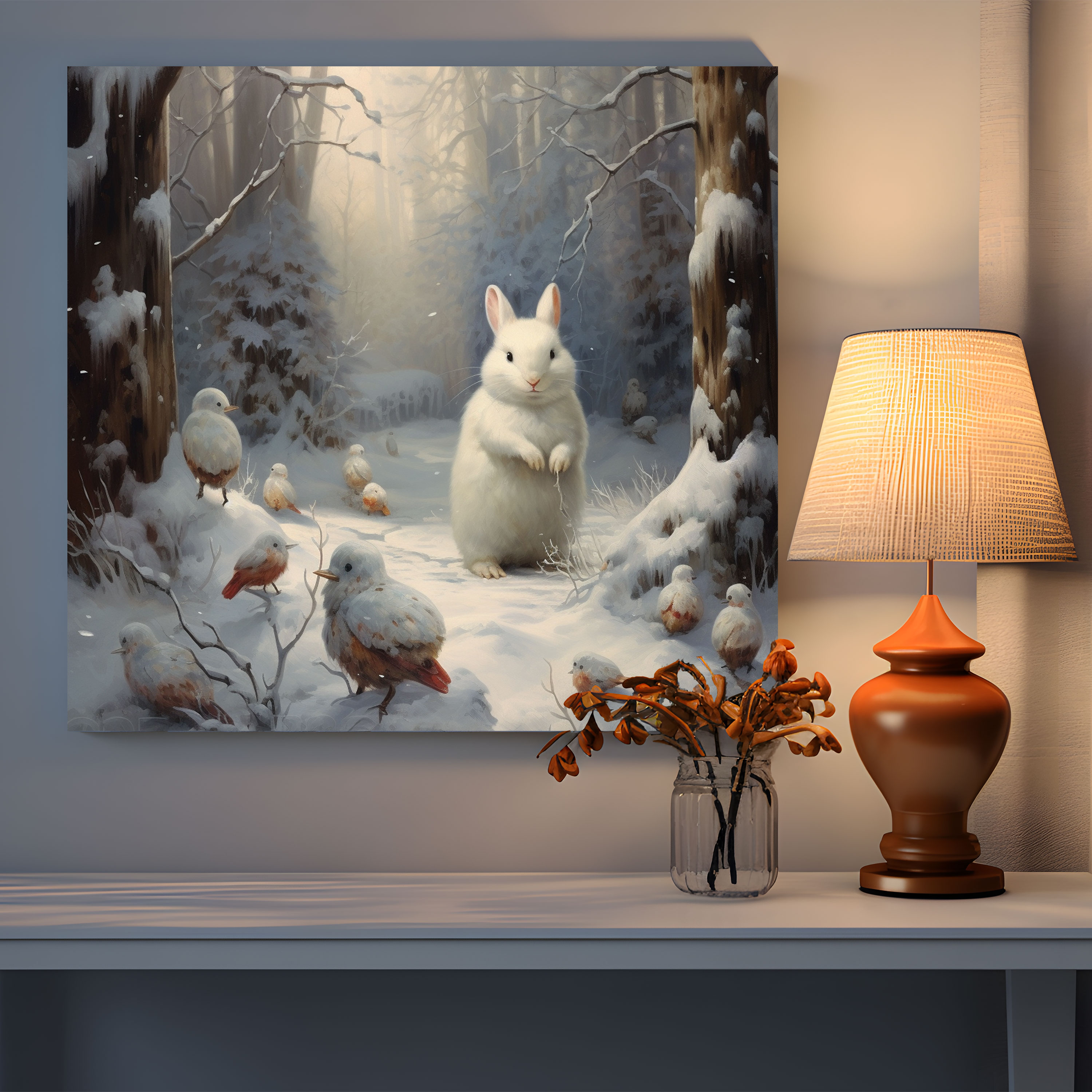 Woodland Friends Snowman Canvas Print - Snowman, Wall Decoration, Serene, Wall Art