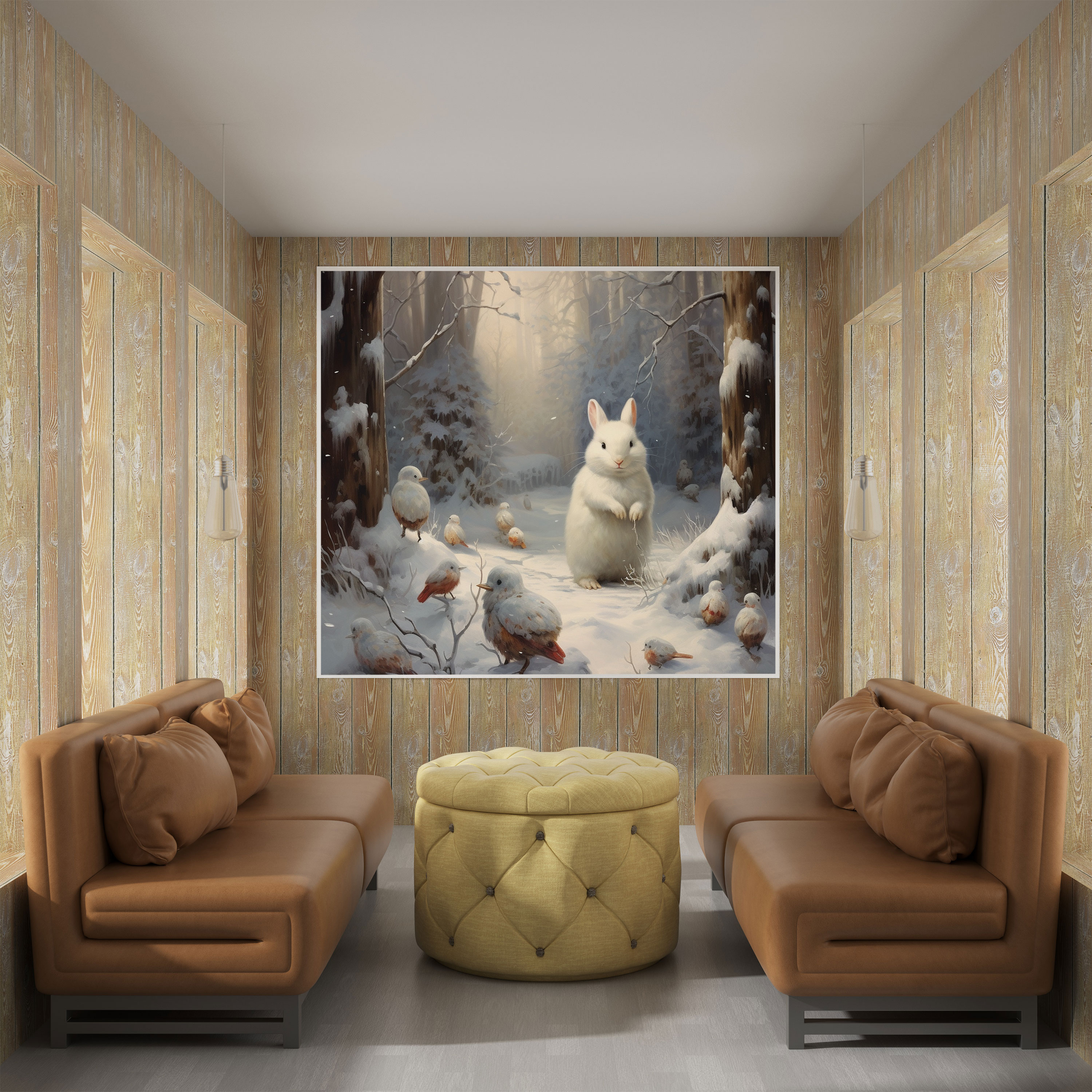 Woodland Friends Snowman Canvas Print - Snowman, Wall Decoration, Serene, Wall Art