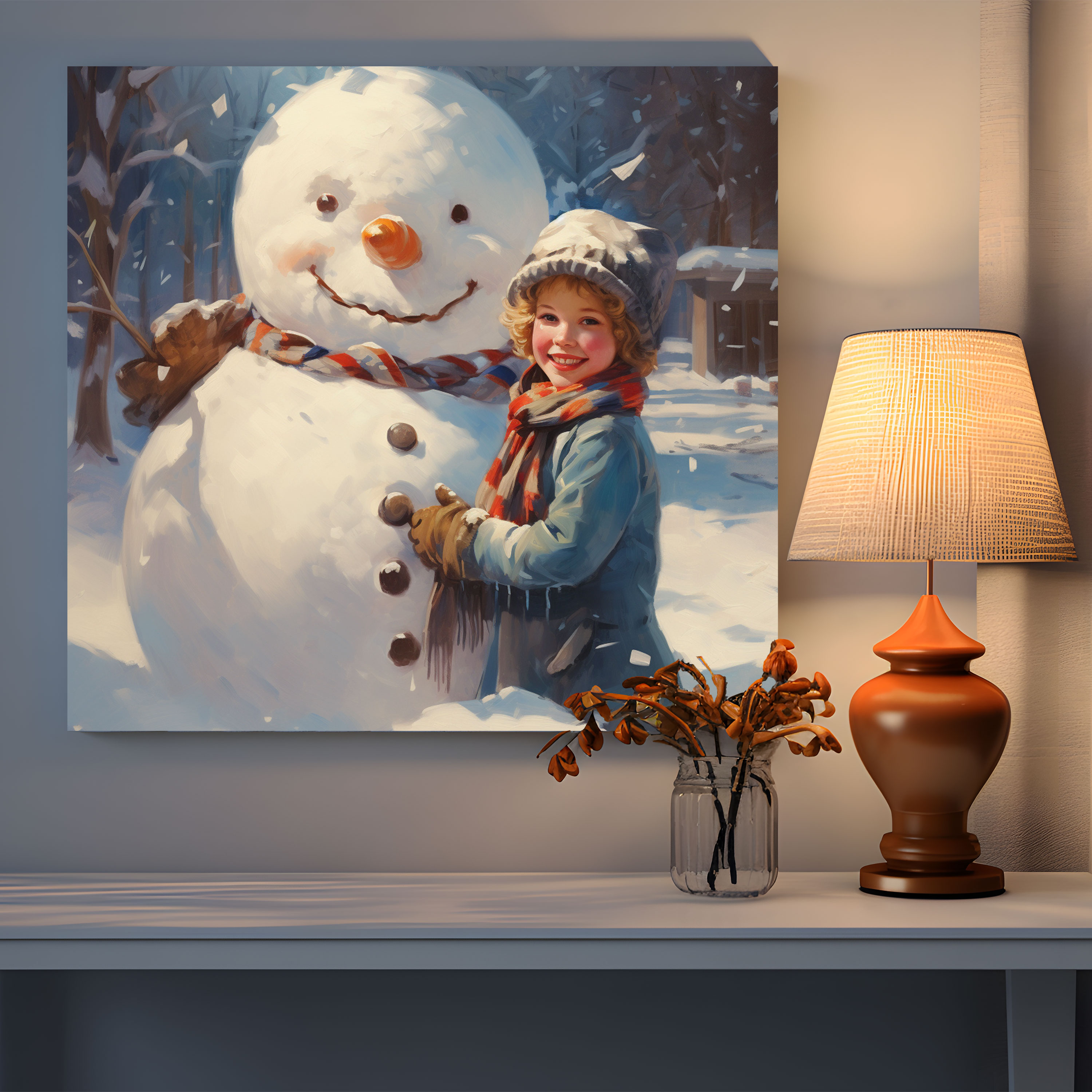 Snowball Champion Canvas Print - Snowman, Snowman, Fun, Home Decoration