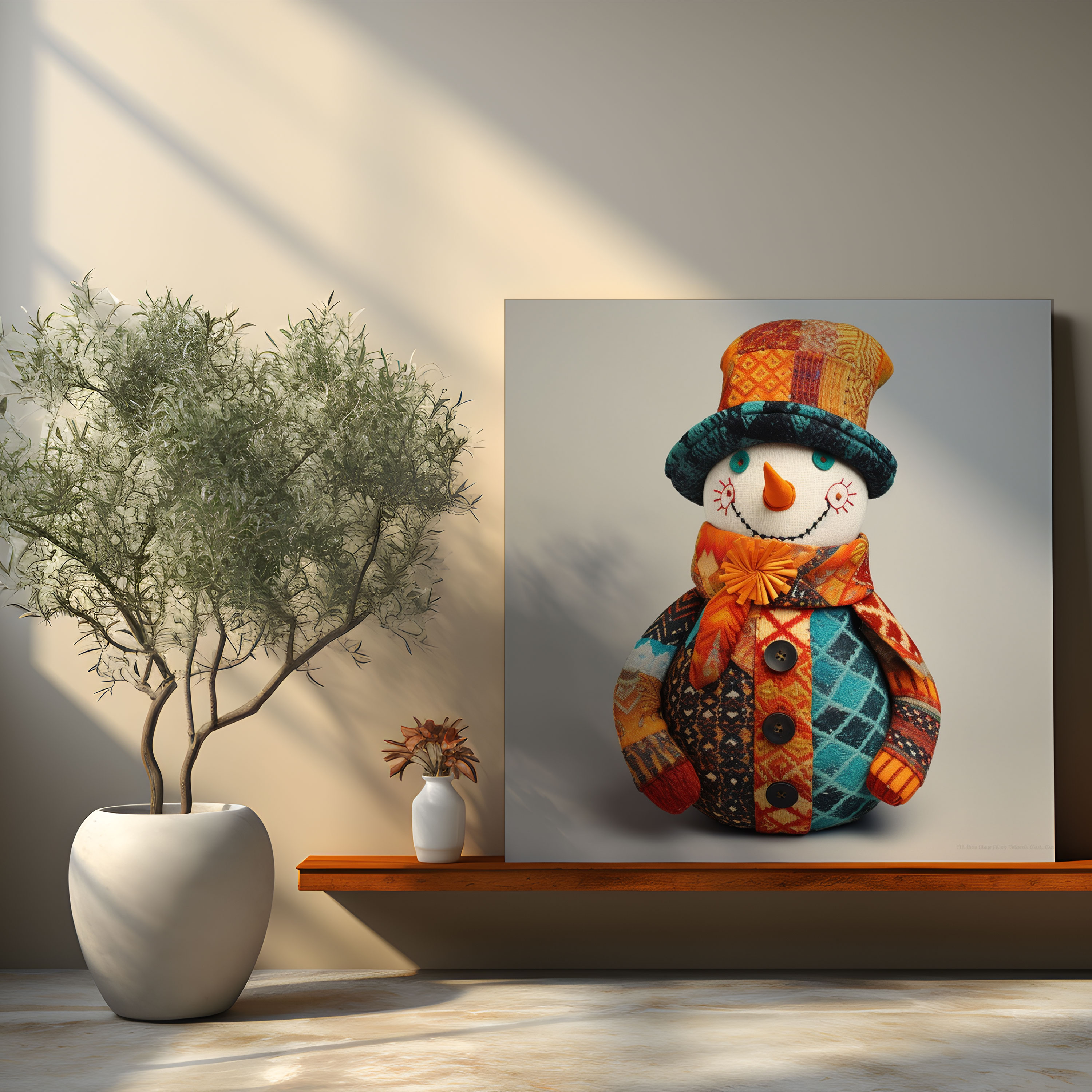 Snowman Fabric Canvas Print - Snowman, Winter, Canvas Print, Fabric