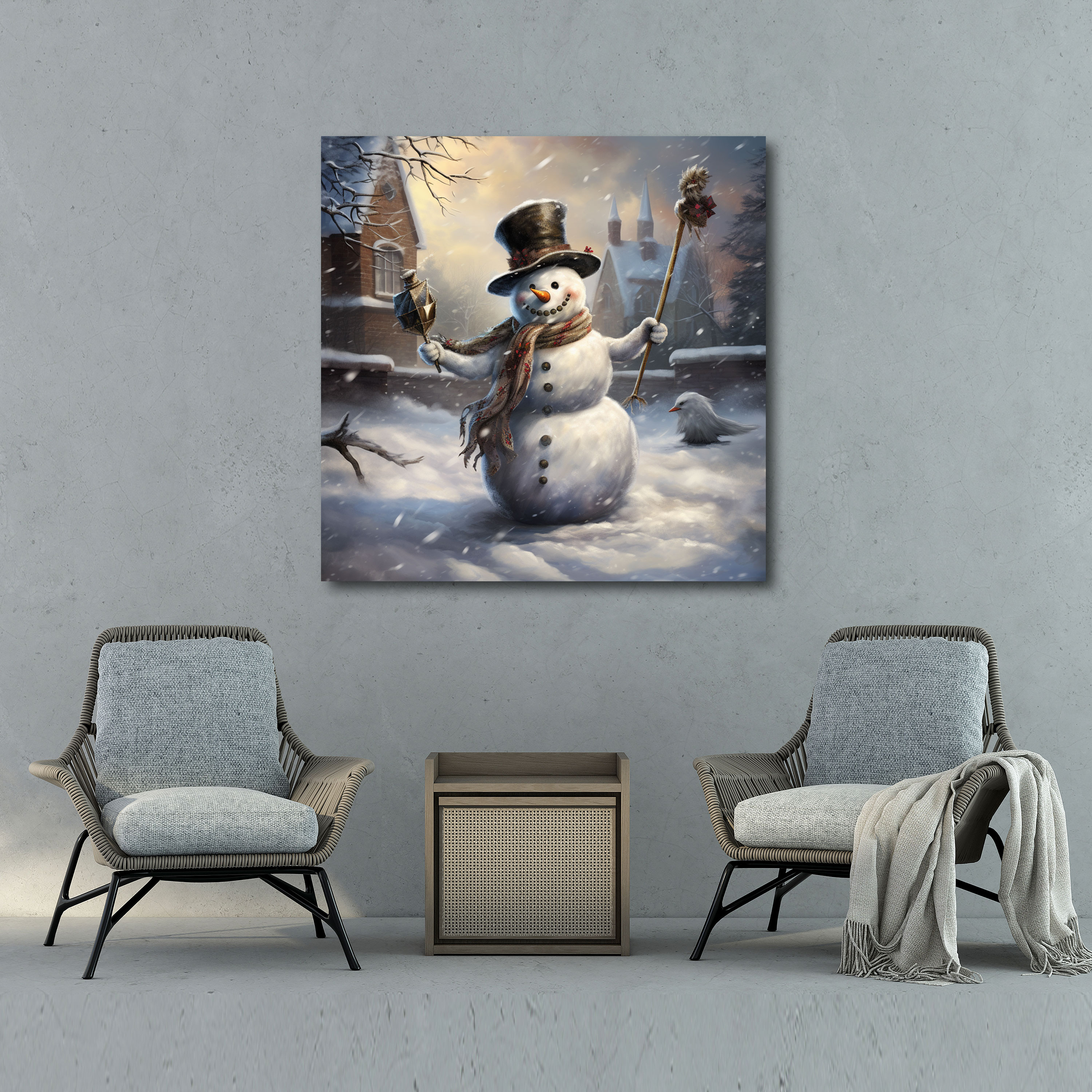 Playful Snowman Canvas Print - Snowman, Snowman, Canvas Print, Home Decoration