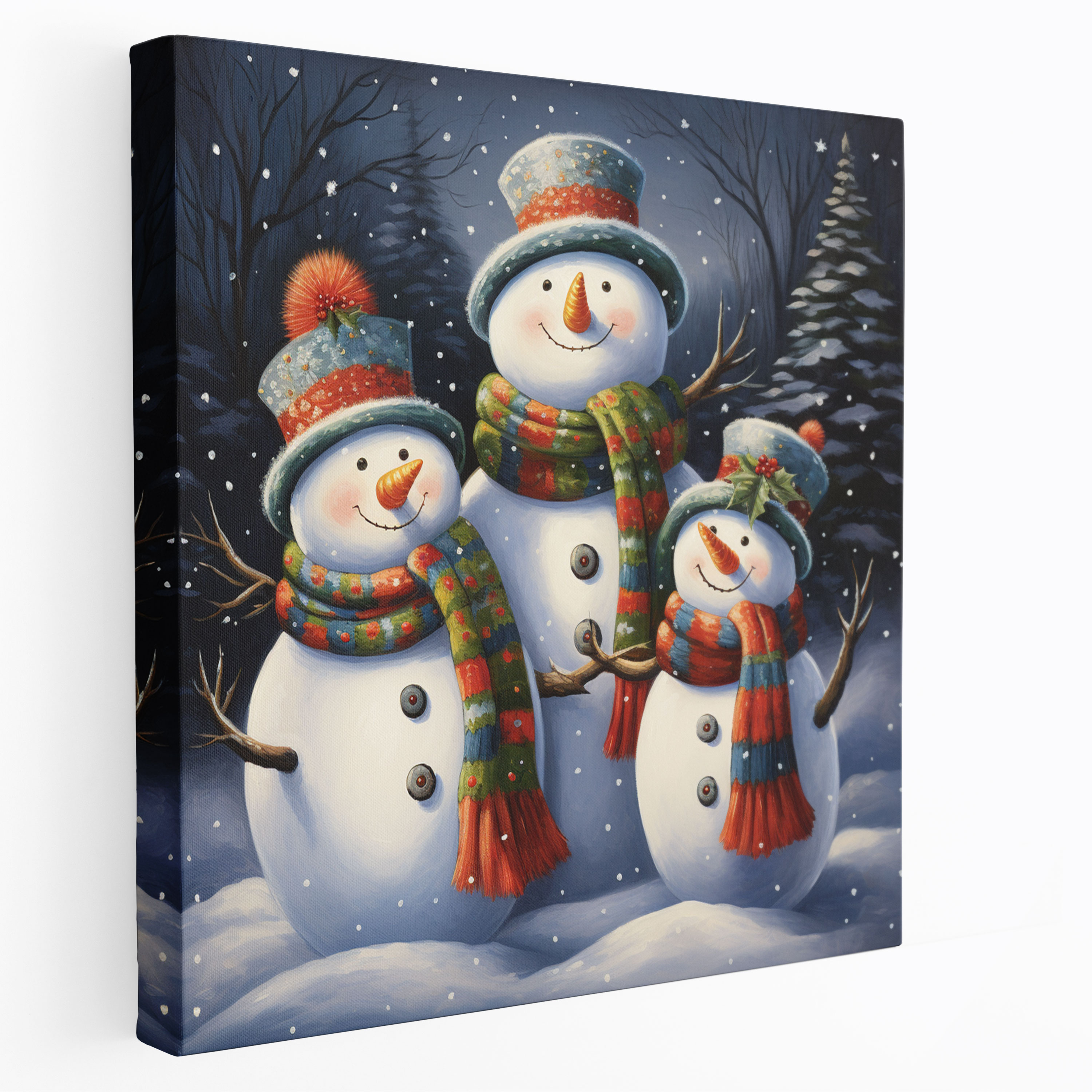 Snowman Family Wall Decoration - Snowman, Canvas Print, Canvas, Love