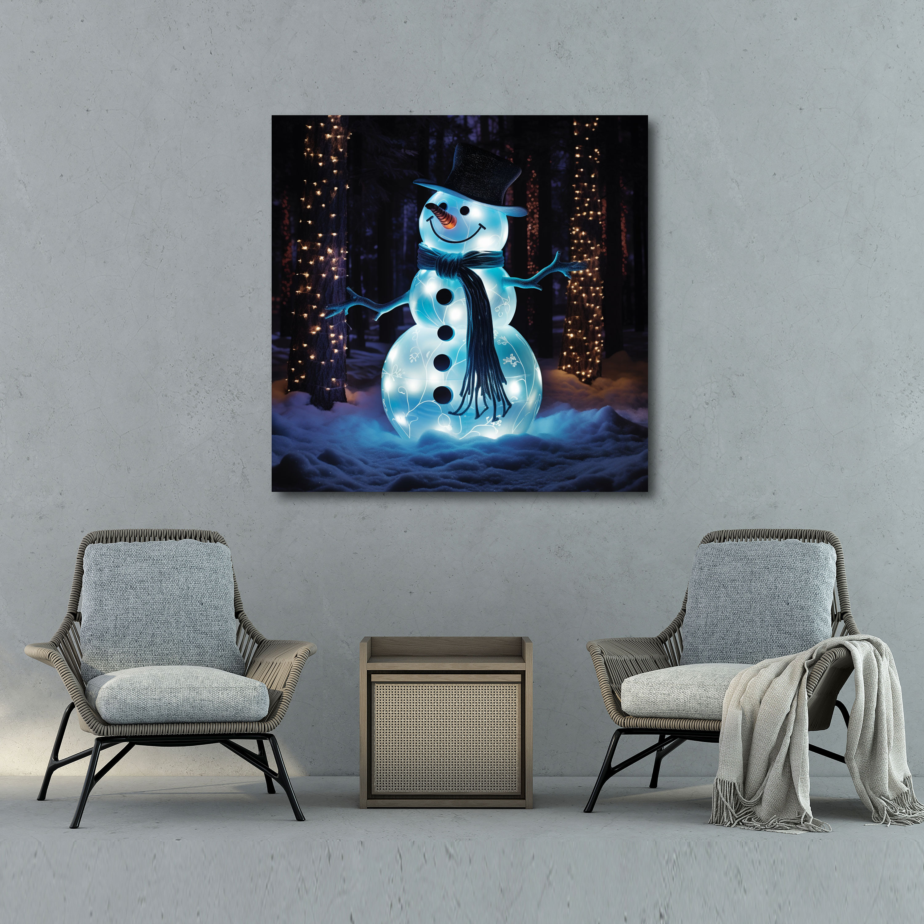 Glowing Snowman Wall Art - Snowman, Wall Art, Magical, Festive Ambiance