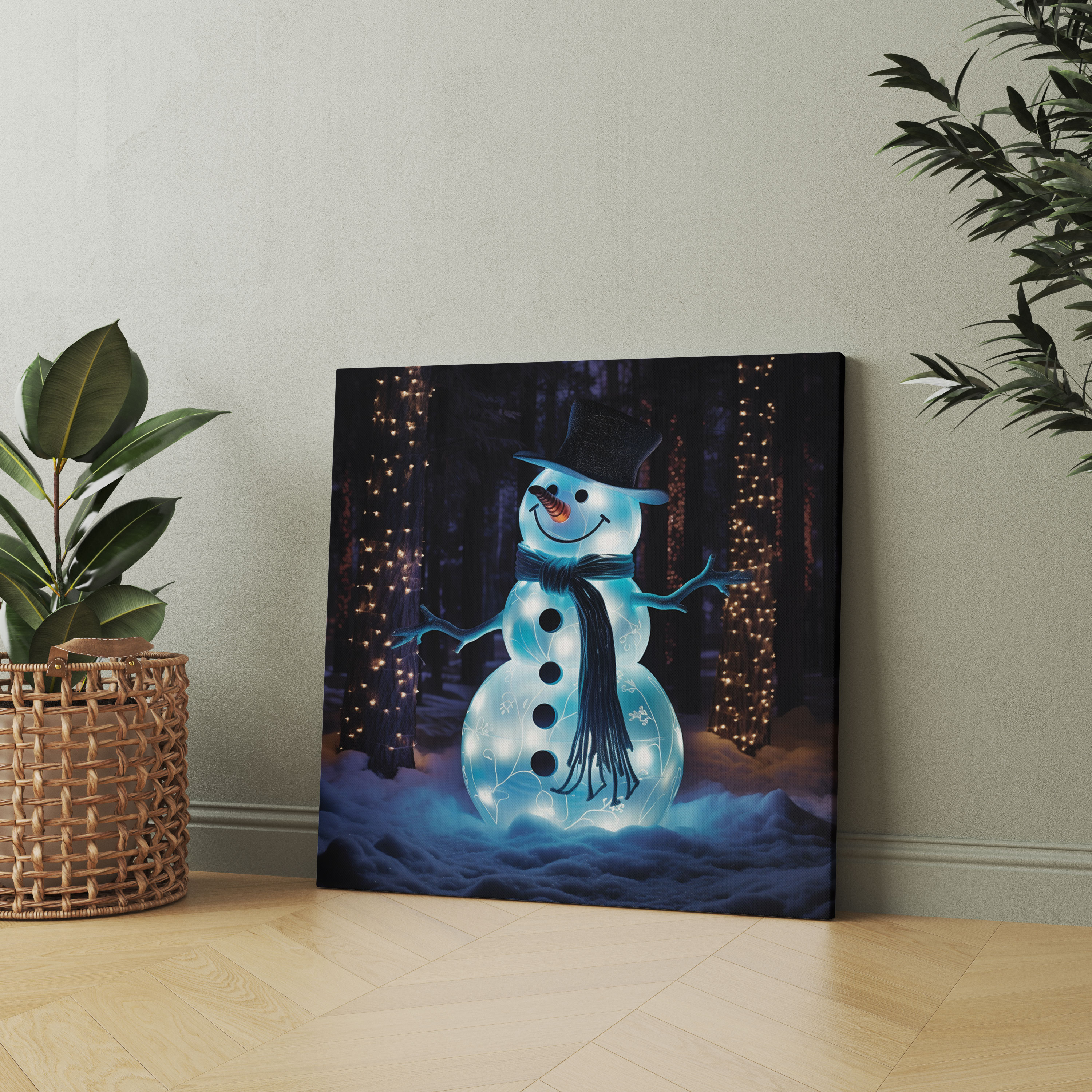 Glowing Snowman Wall Art - Snowman, Wall Art, Magical, Festive Ambiance