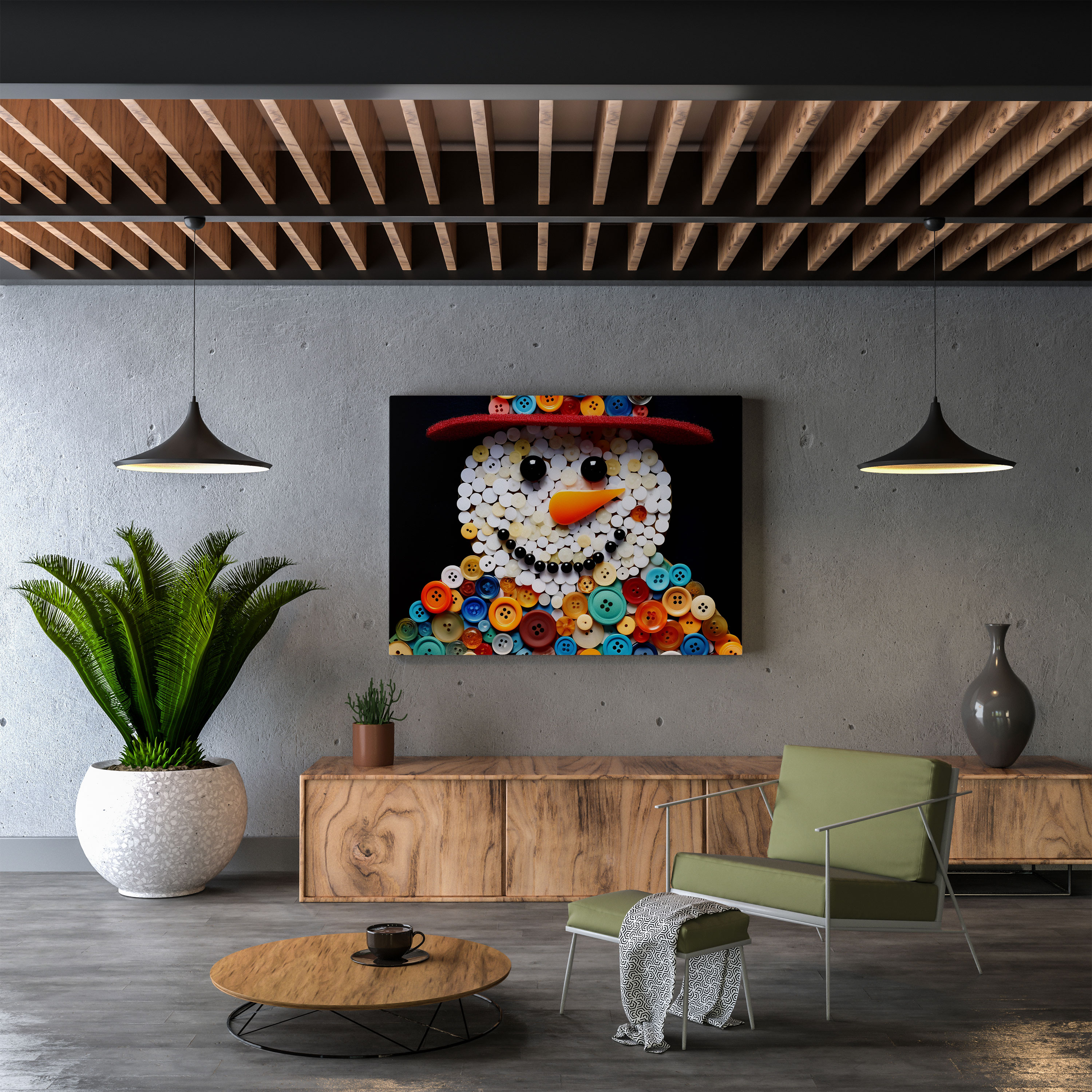 Snowman Canvas Print Wall Decoration - Snowman, Whimsical, Joyful, Home Decoration