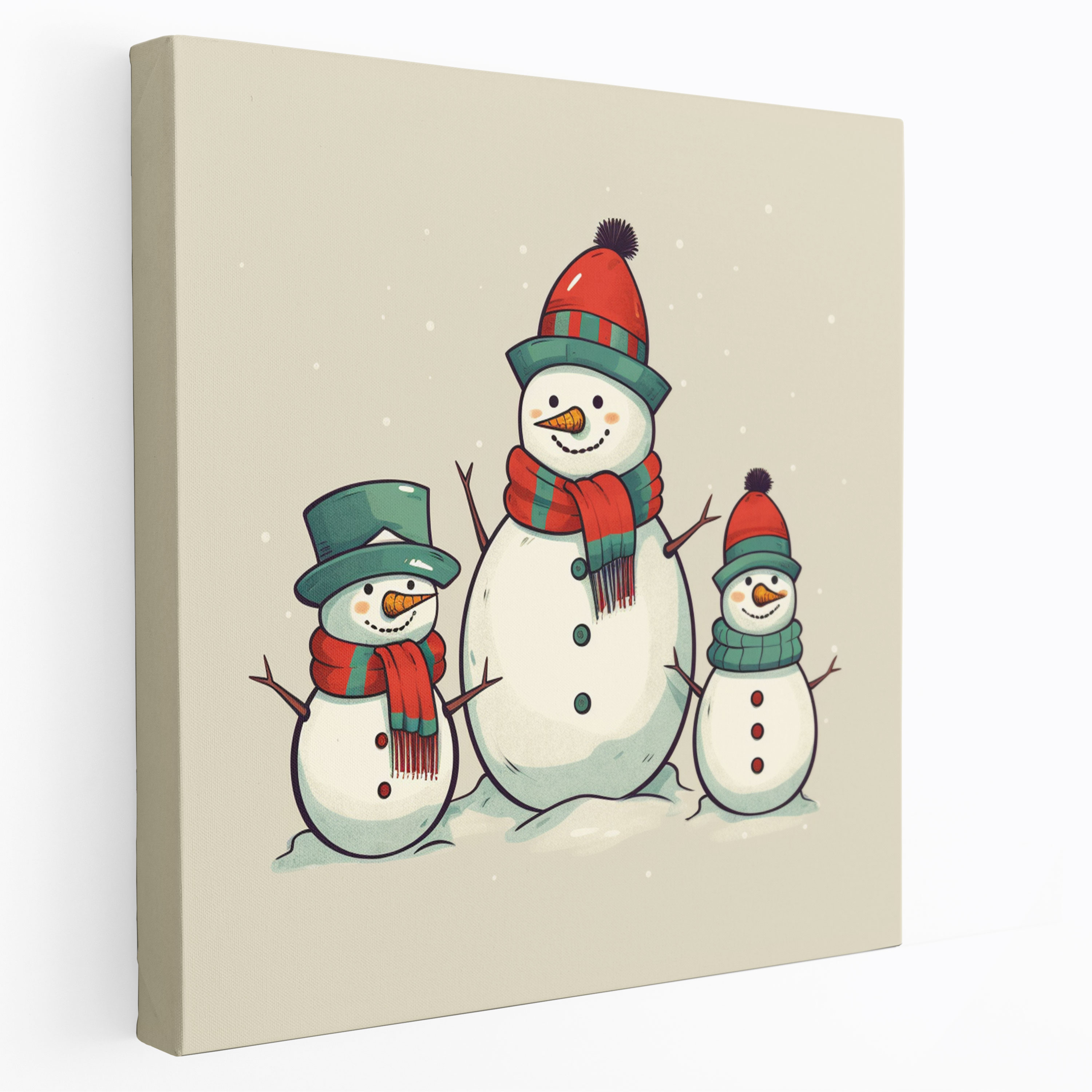 Snowman Family Canvas Print Wall Art - Snowman, Canvas, Winter Lovers, Canvas Print