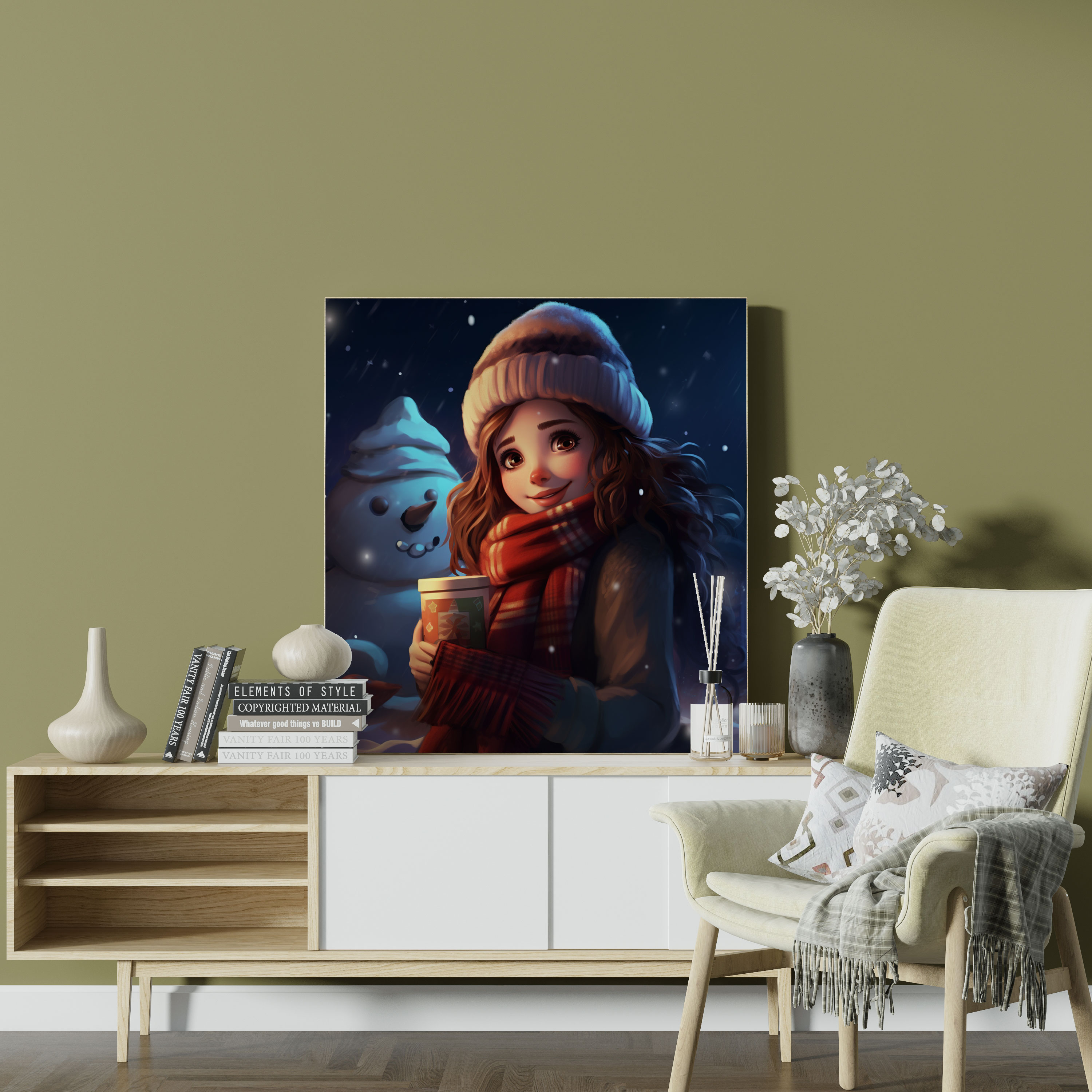 Snowman Starry Night Canvas Print Wall Art - Snowman, Snowman, Wall Decoration, Warmth