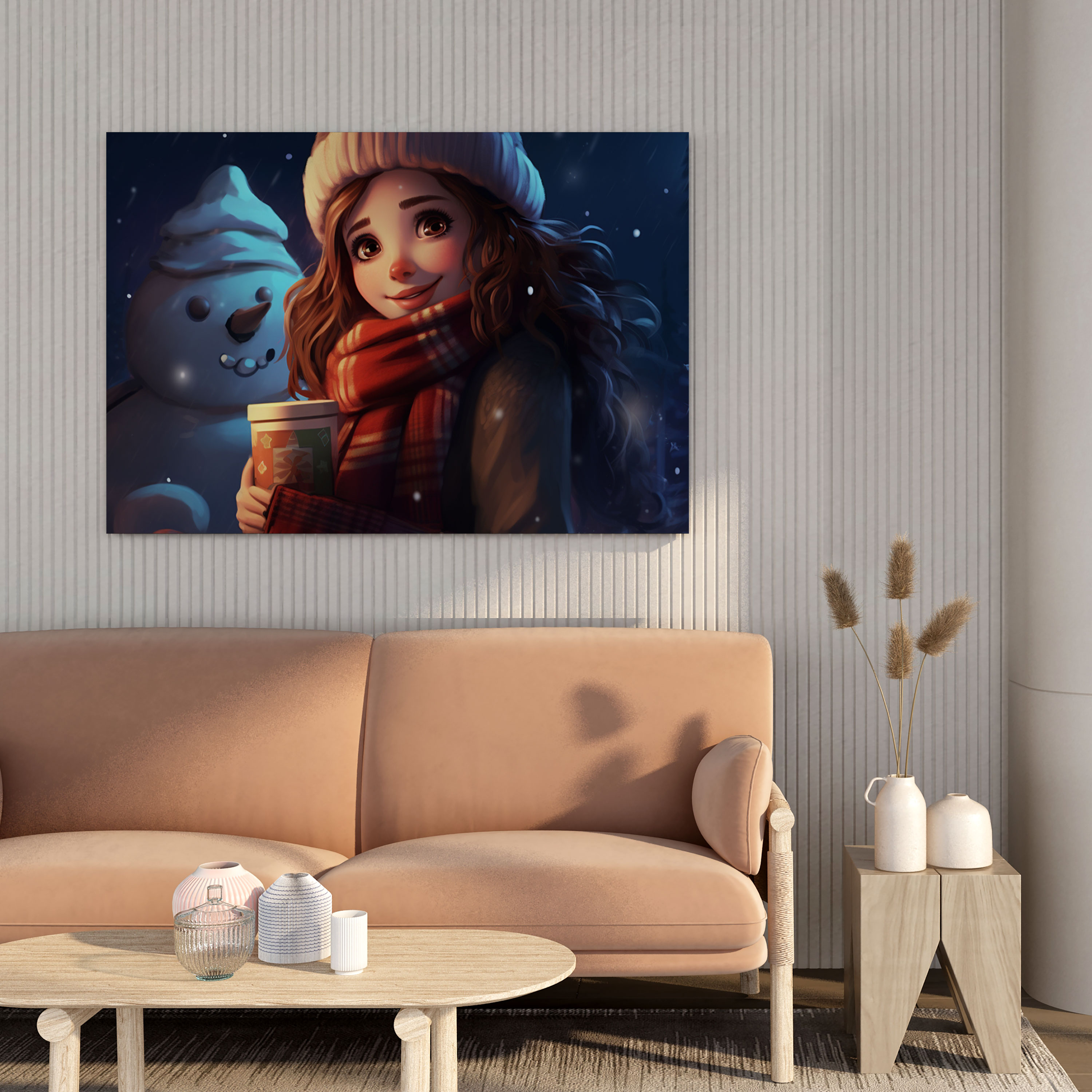 Snowman Starry Night Canvas Print Wall Art - Snowman, Snowman, Wall Decoration, Warmth