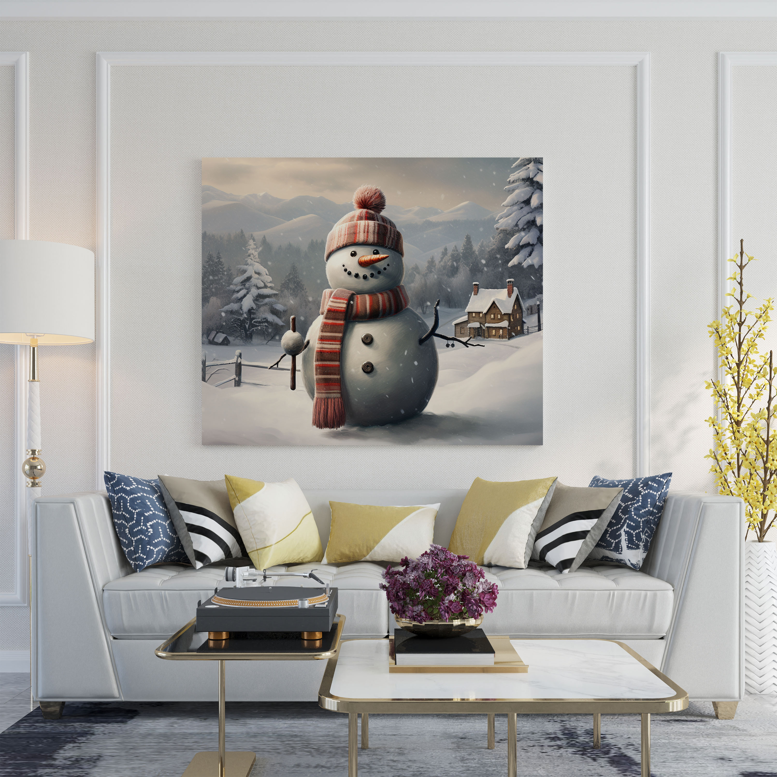 Let It Snow Snowman Canvas Print Wall Art - Snowman, Warmth, Snowman, Canvas Wall Art