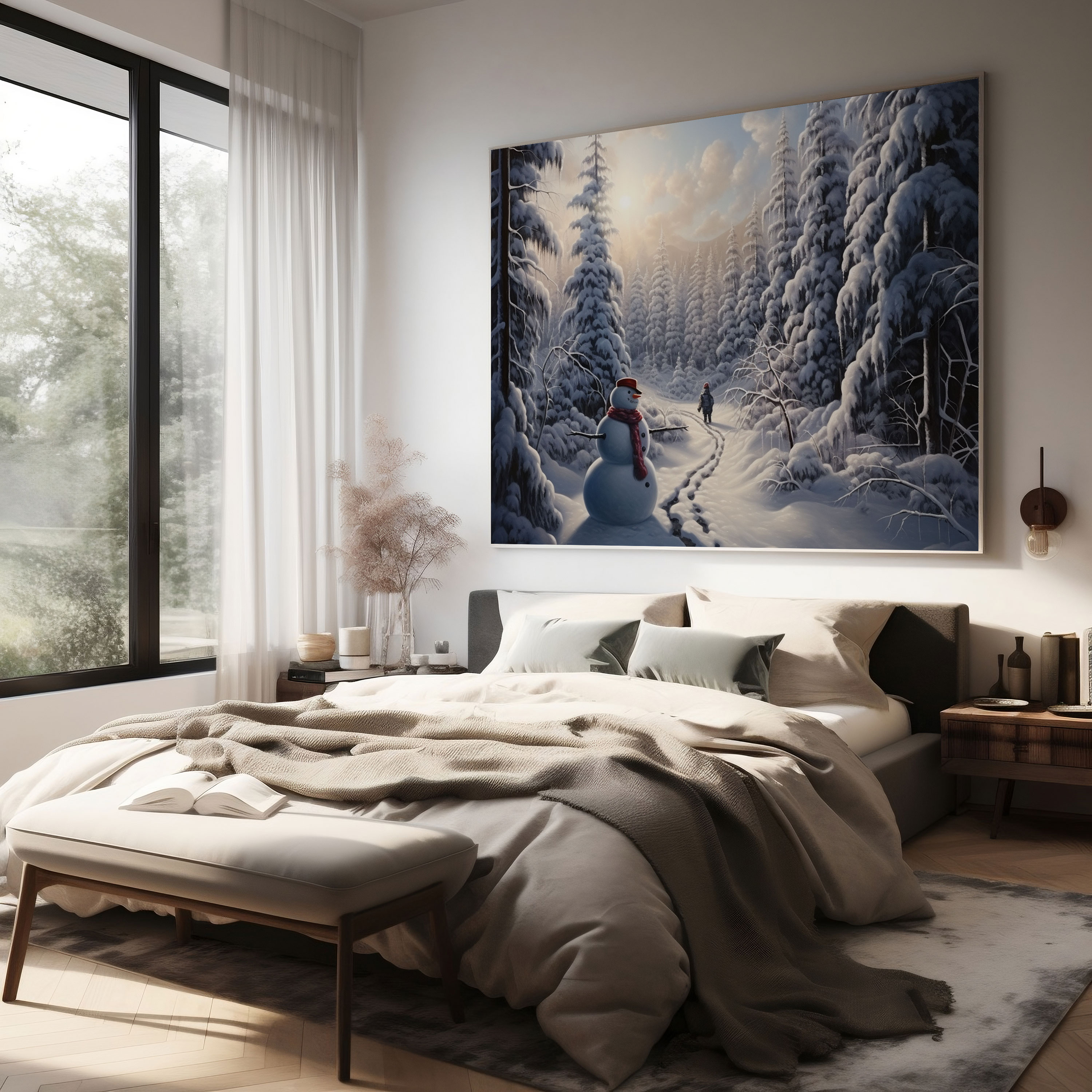 Snowman Winter Wonderland Wall Art - Snowman, Snowman Art, Home Decoration, Canvas Print